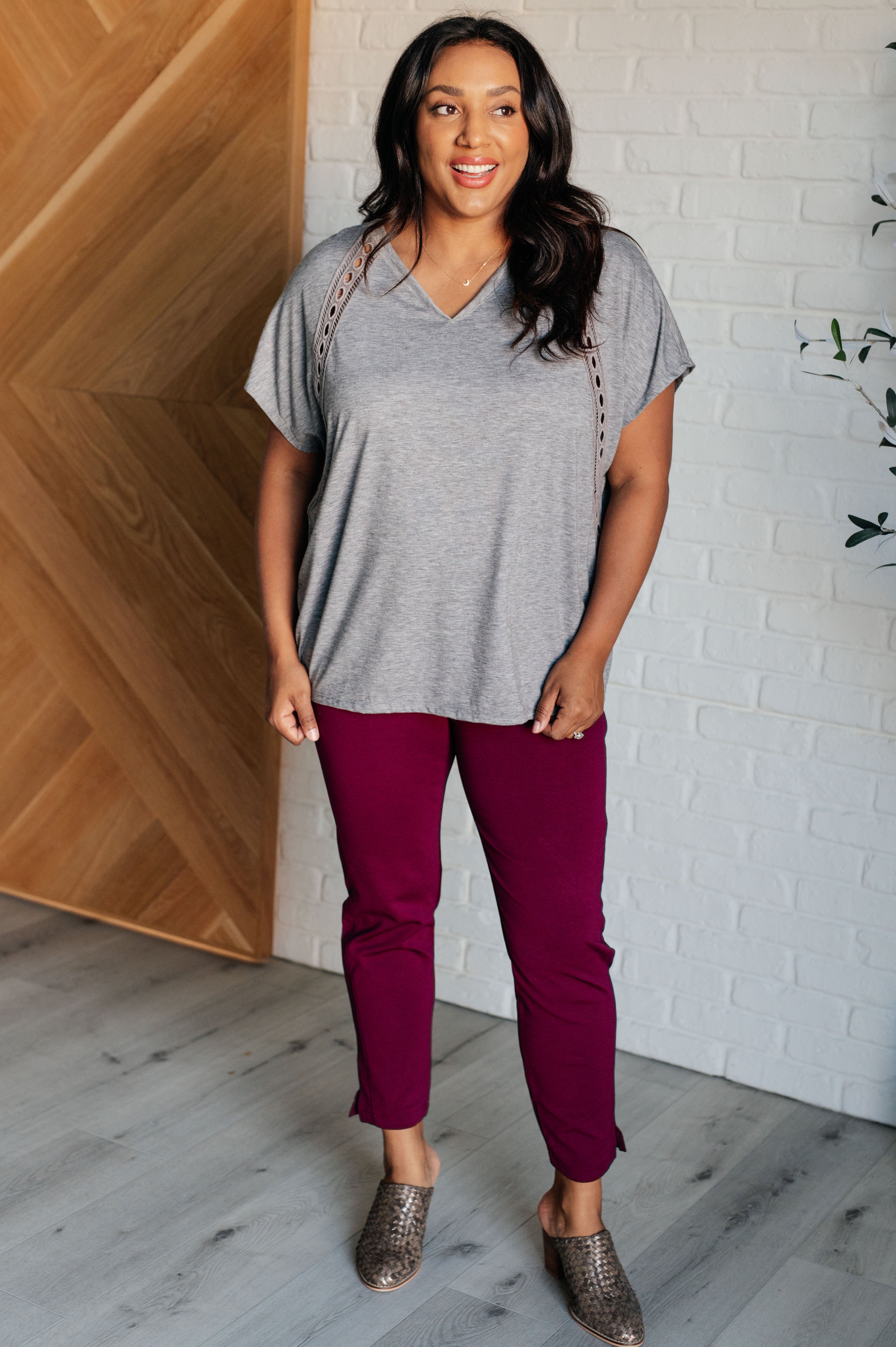 Take it Easy Eyelet Trim Top-Tops-Stay Foxy Boutique, Florissant, Missouri