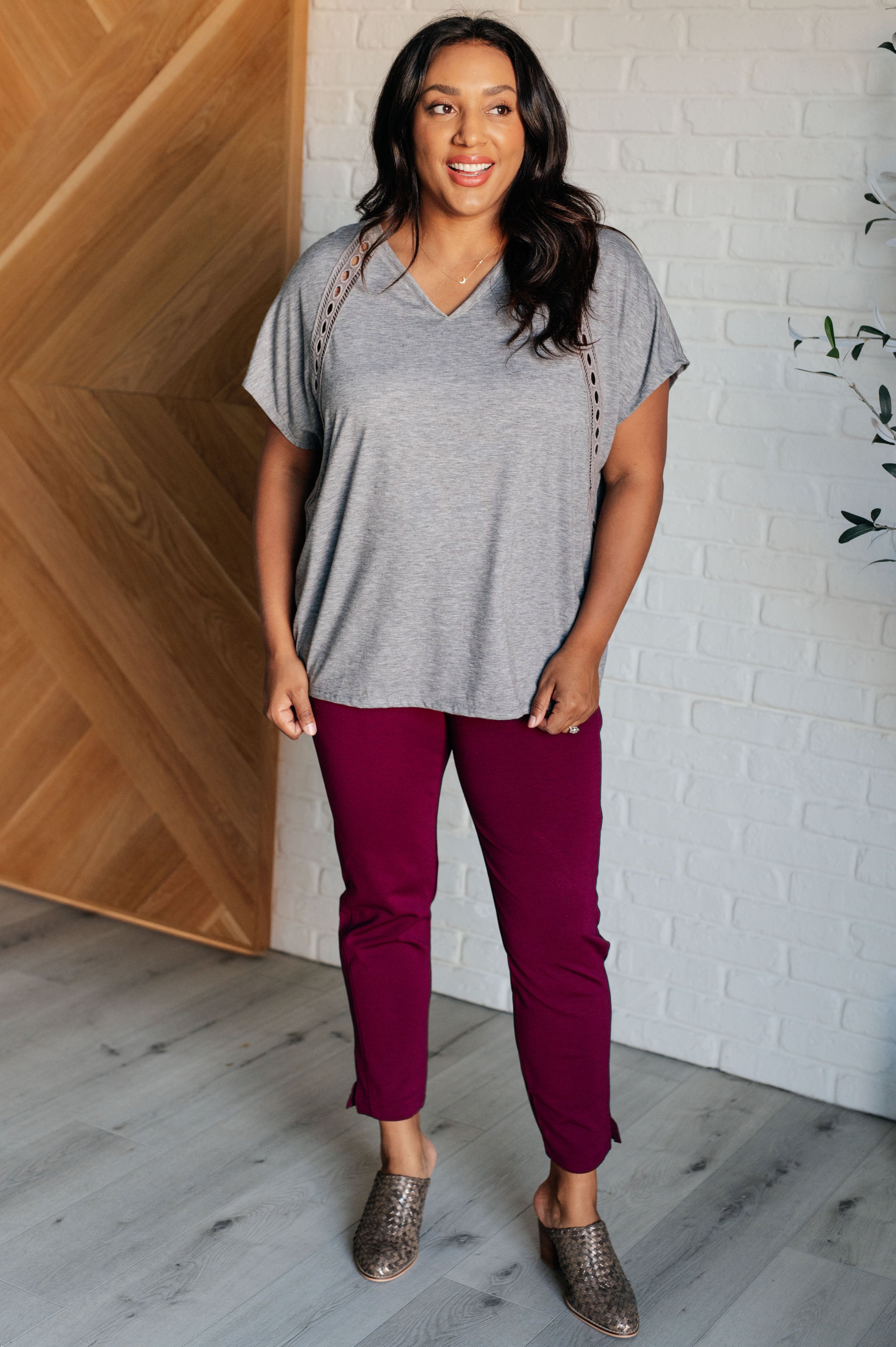 Take it Easy Eyelet Trim Top-Tops-Stay Foxy Boutique, Florissant, Missouri