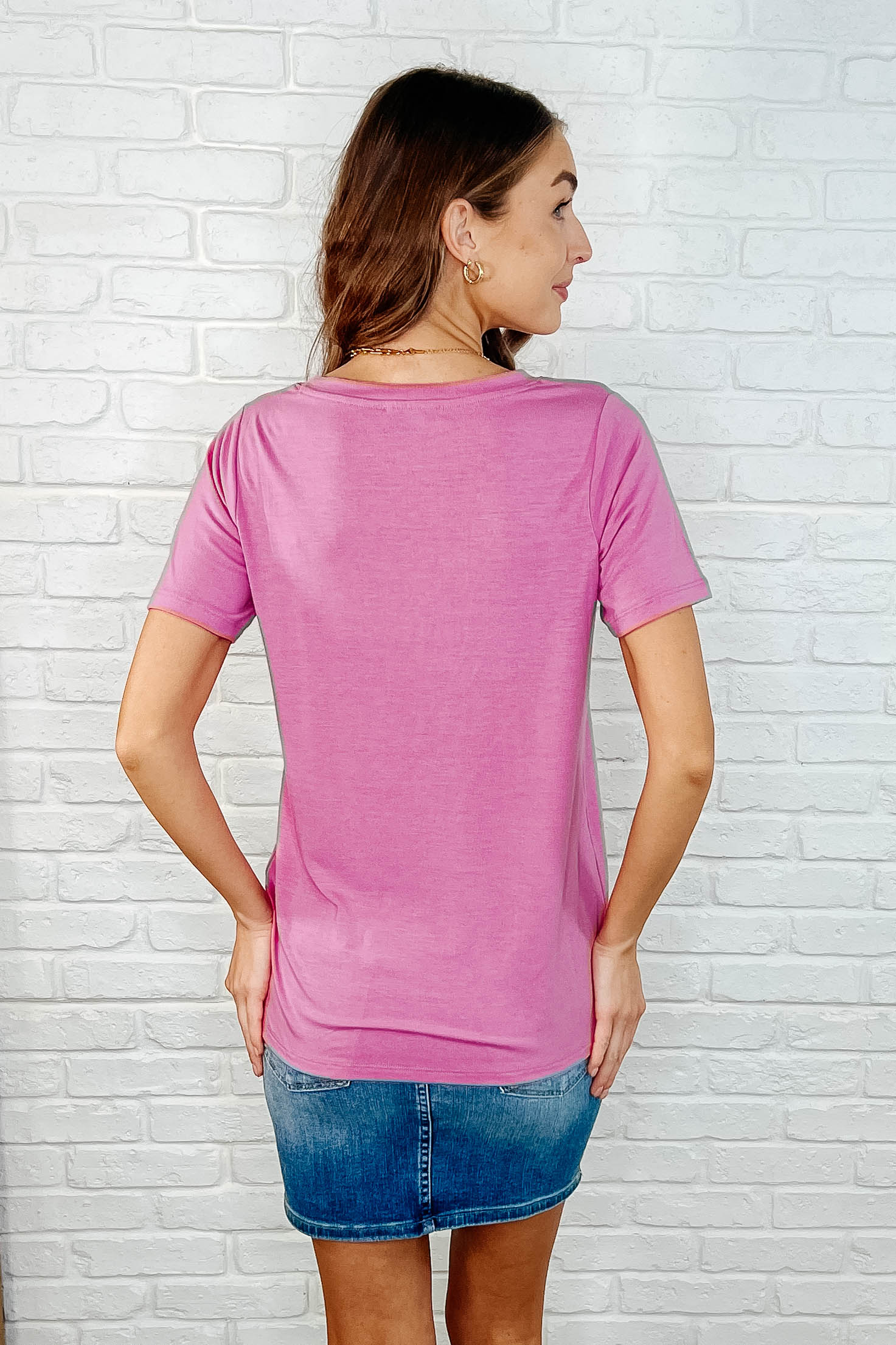 The Every Outfit Basic V-Neck Top in Candy Pink-Womens-Stay Foxy Boutique, Florissant, Missouri
