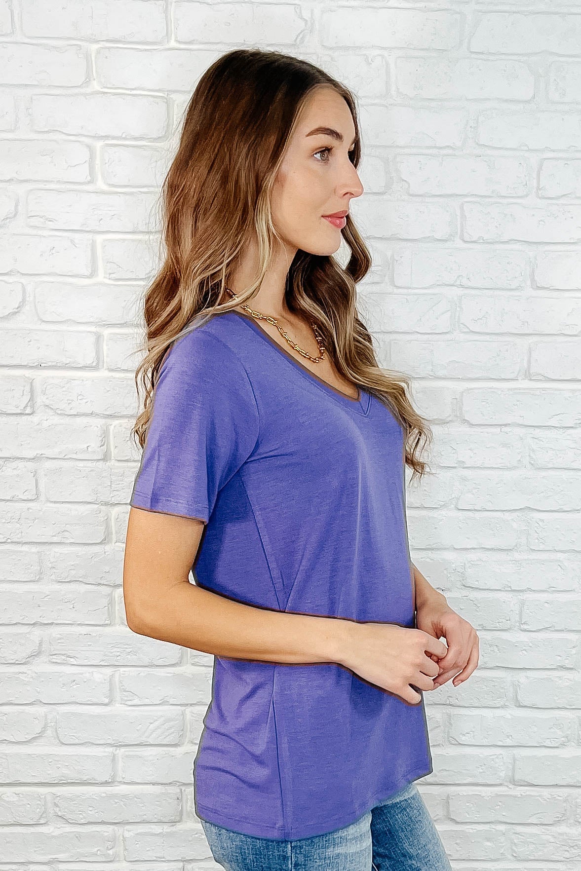 The Every Outfit Basic V-Neck Top in Marlin-Womens-Stay Foxy Boutique, Florissant, Missouri