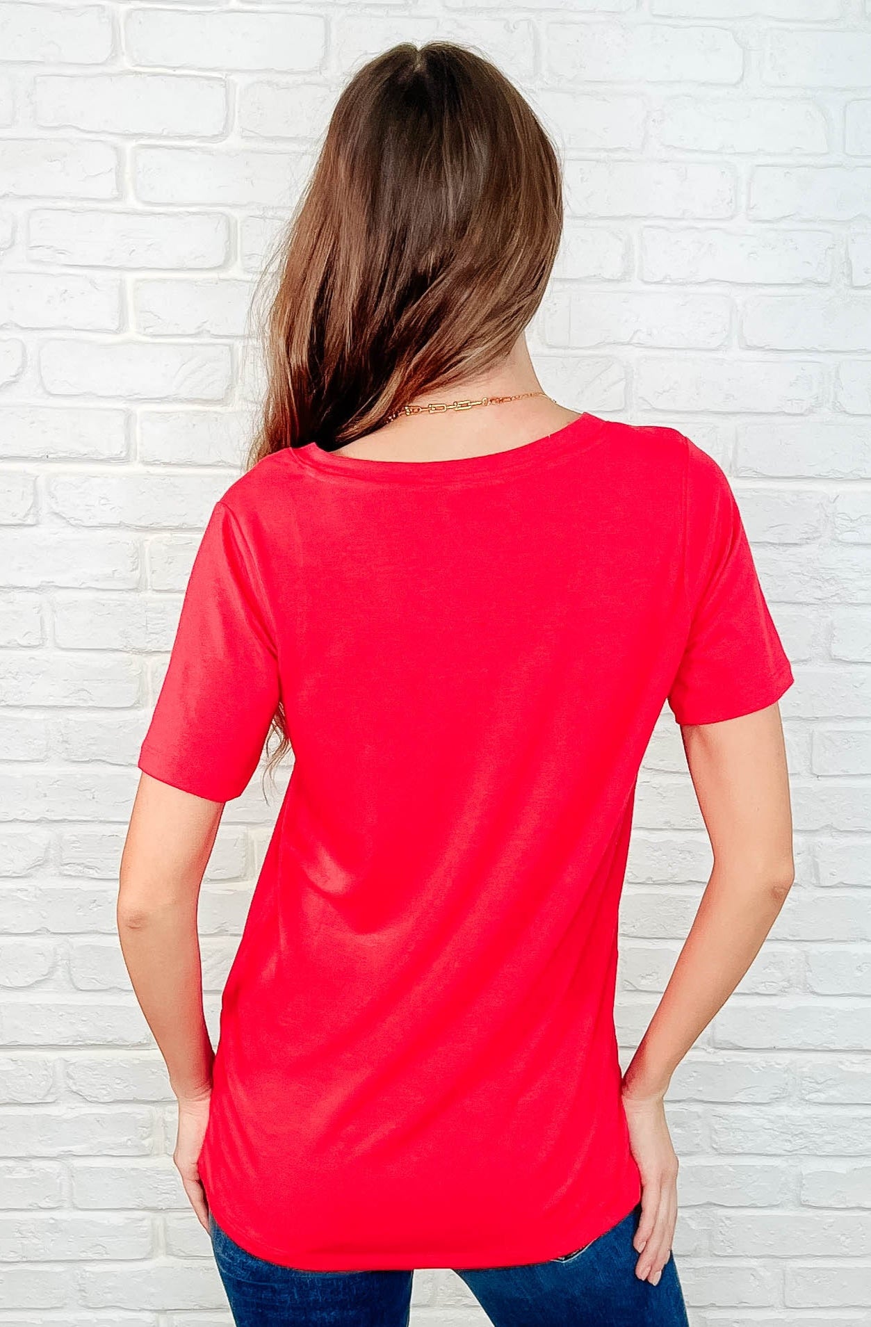 The Every Outfit Basic V-Neck Top in Ruby-Womens-Stay Foxy Boutique, Florissant, Missouri