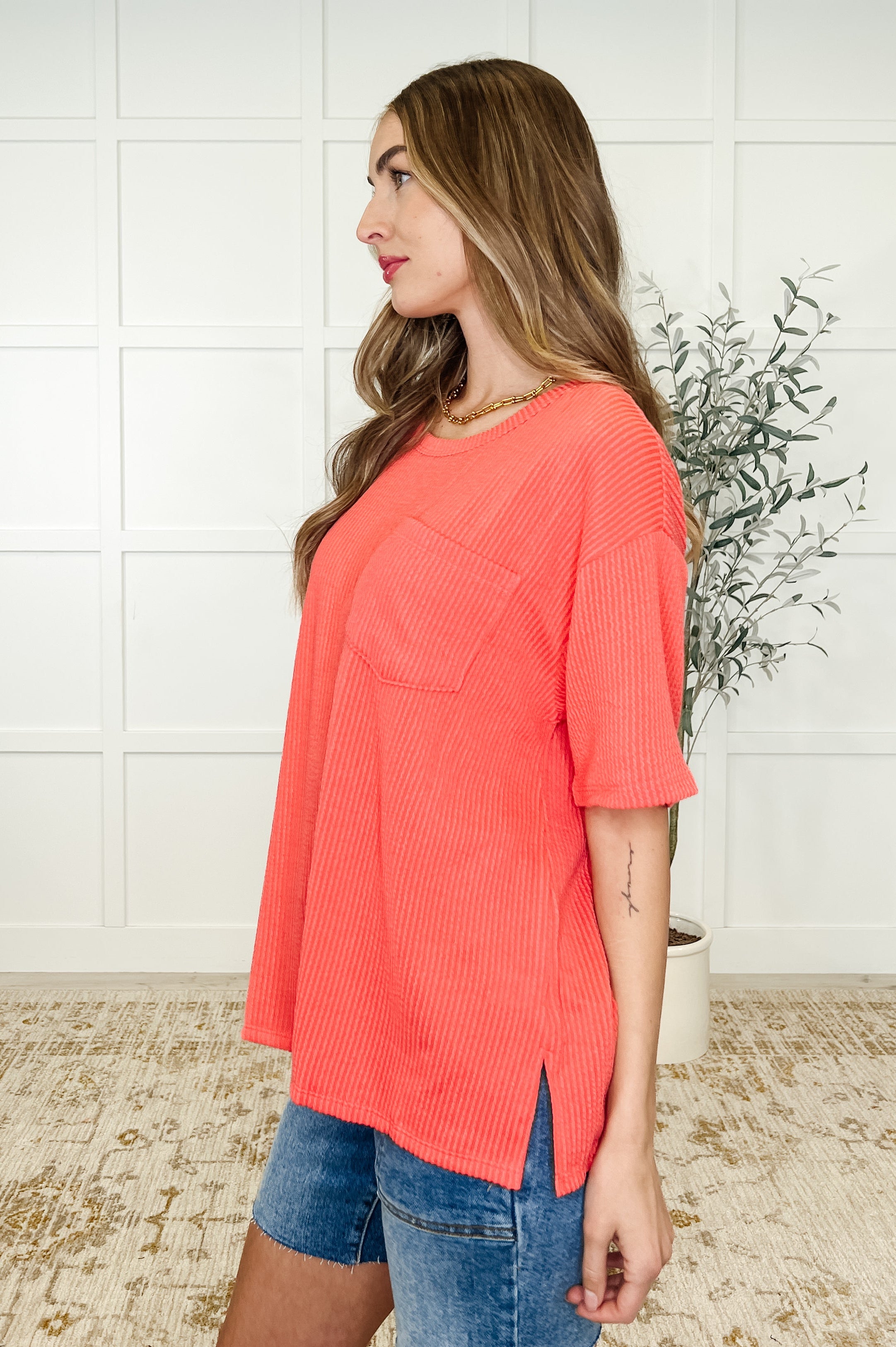 The Go-To Tee in Summer Coral-Womens-Stay Foxy Boutique, Florissant, Missouri