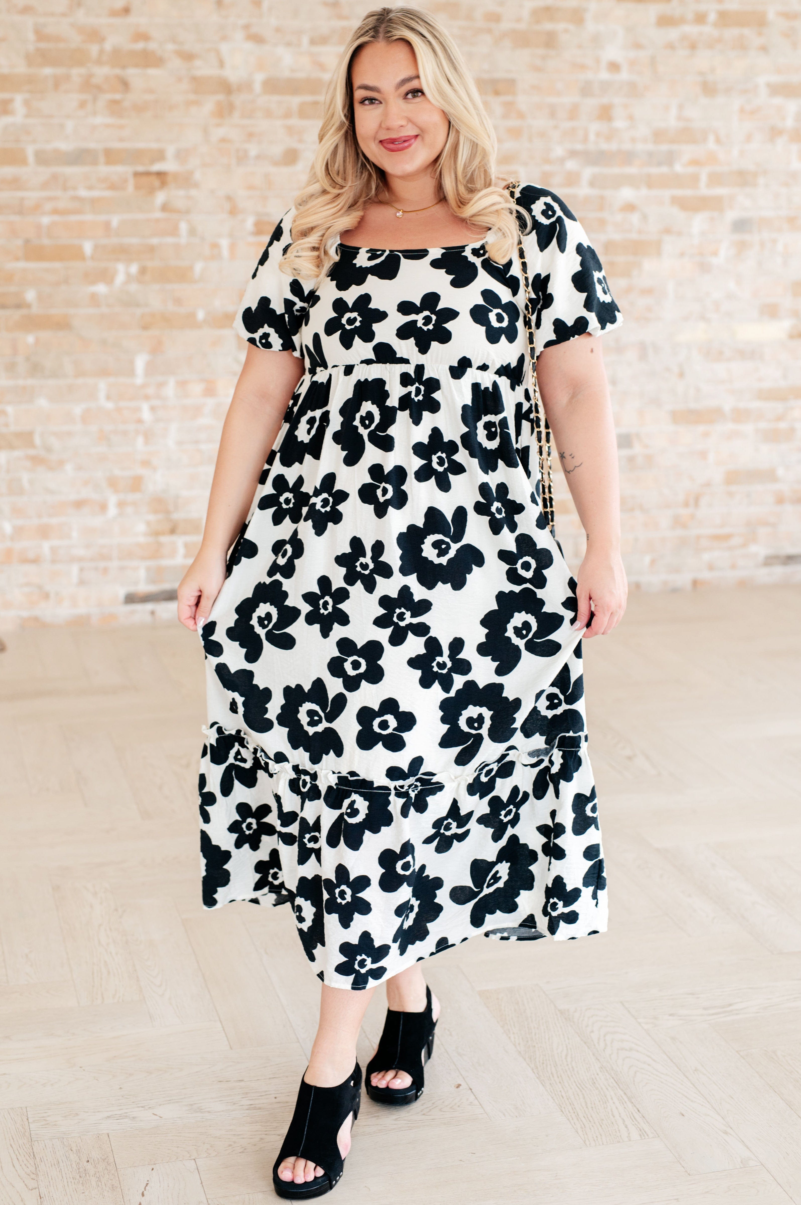 The Hot Topic Square Neck Floral Dress-Dresses-Stay Foxy Boutique, Florissant, Missouri
