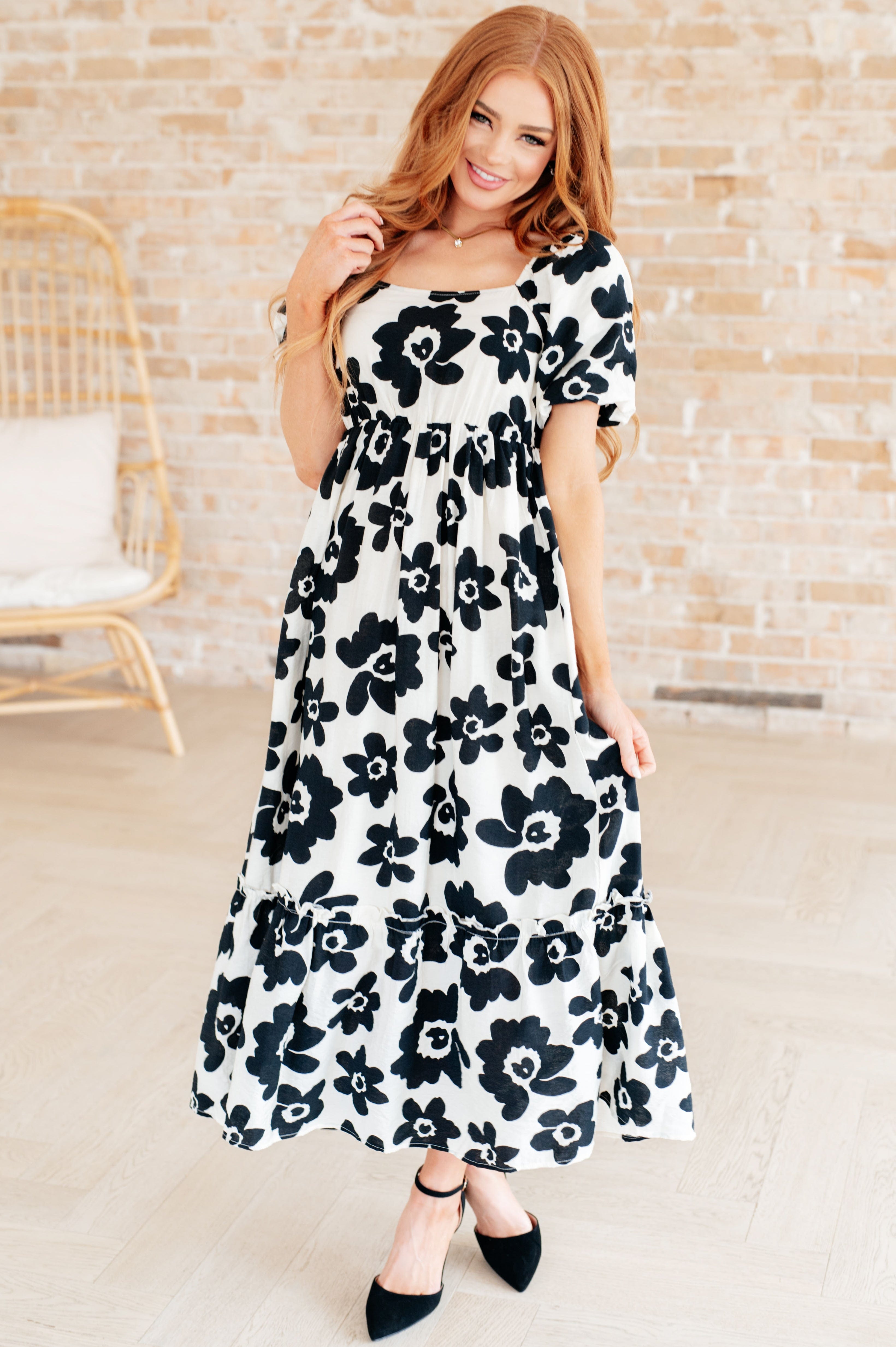 The Hot Topic Square Neck Floral Dress-Dresses-Stay Foxy Boutique, Florissant, Missouri