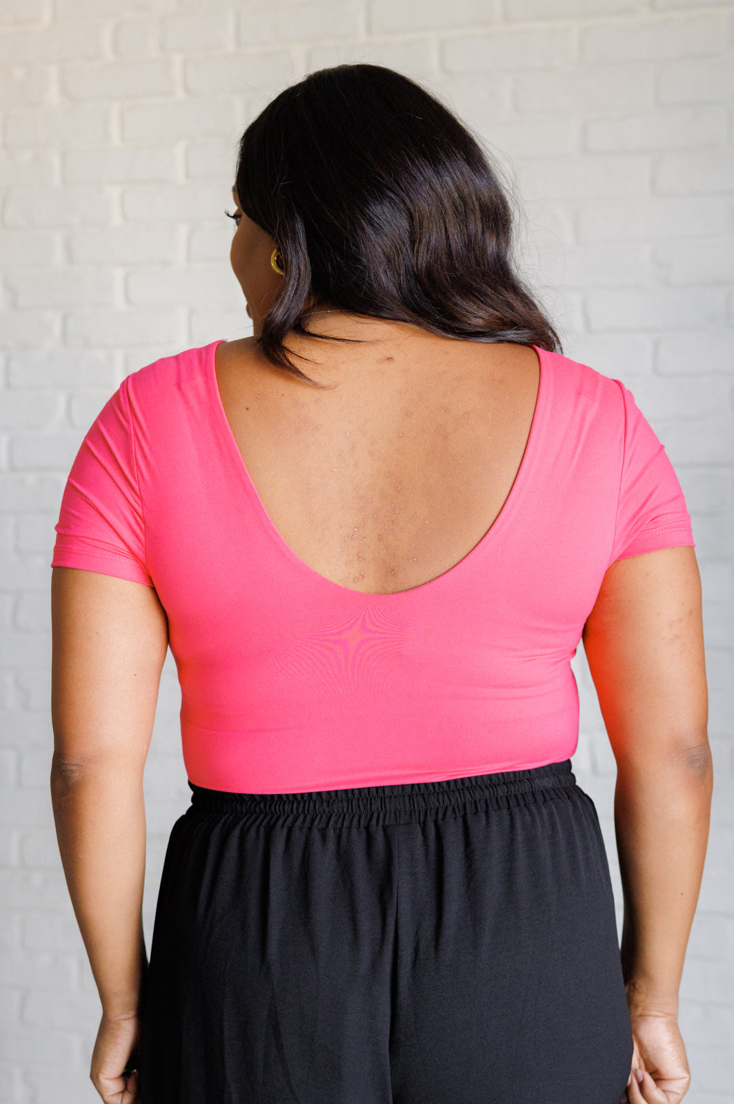 They're Not Like Us Square Neck Bodysuit in Flamingo Pink-Tops-Stay Foxy Boutique, Florissant, Missouri