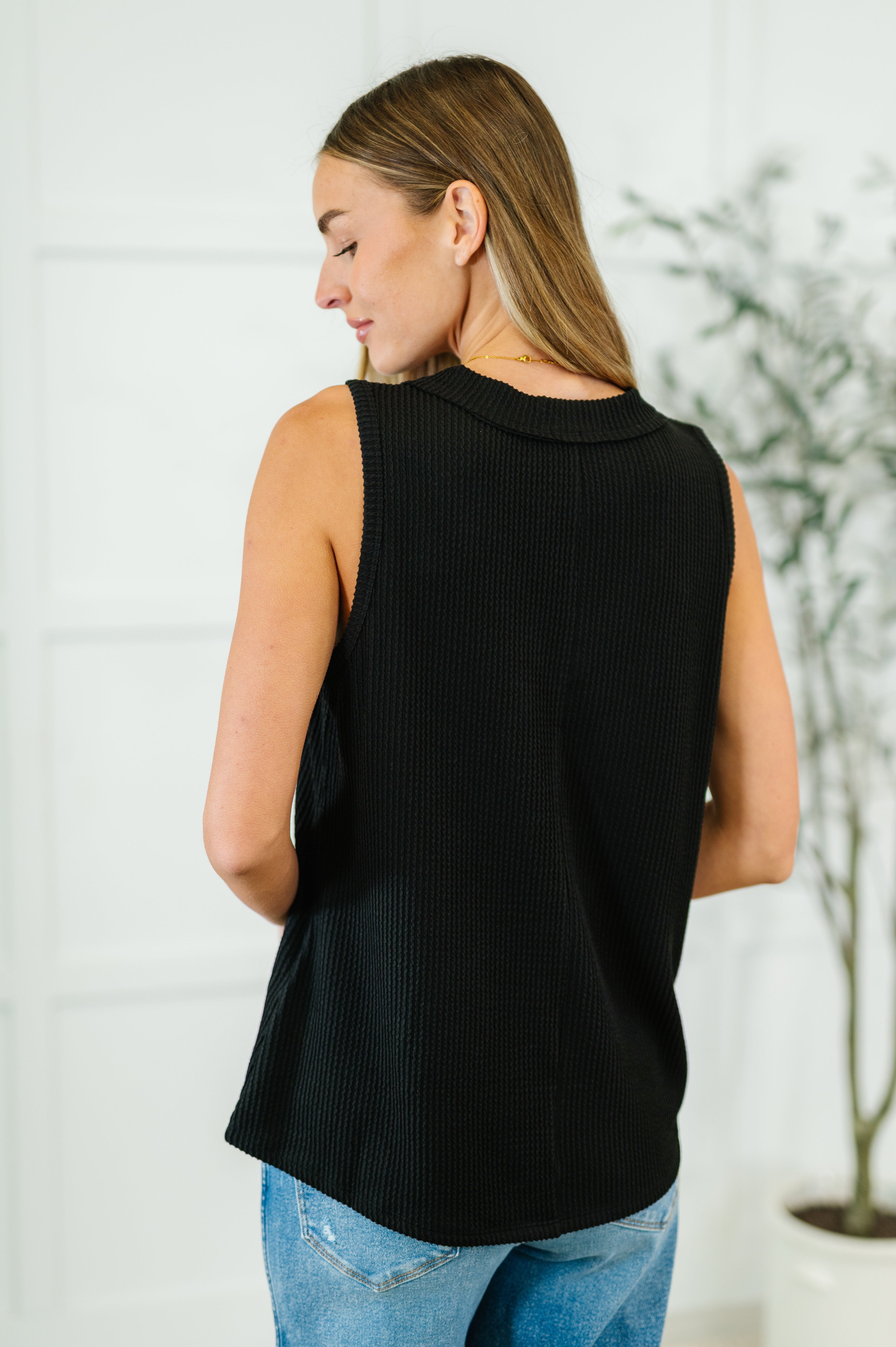 Thread Lightly Ribbed Knit Tank in Black-Womens-Stay Foxy Boutique, Florissant, Missouri