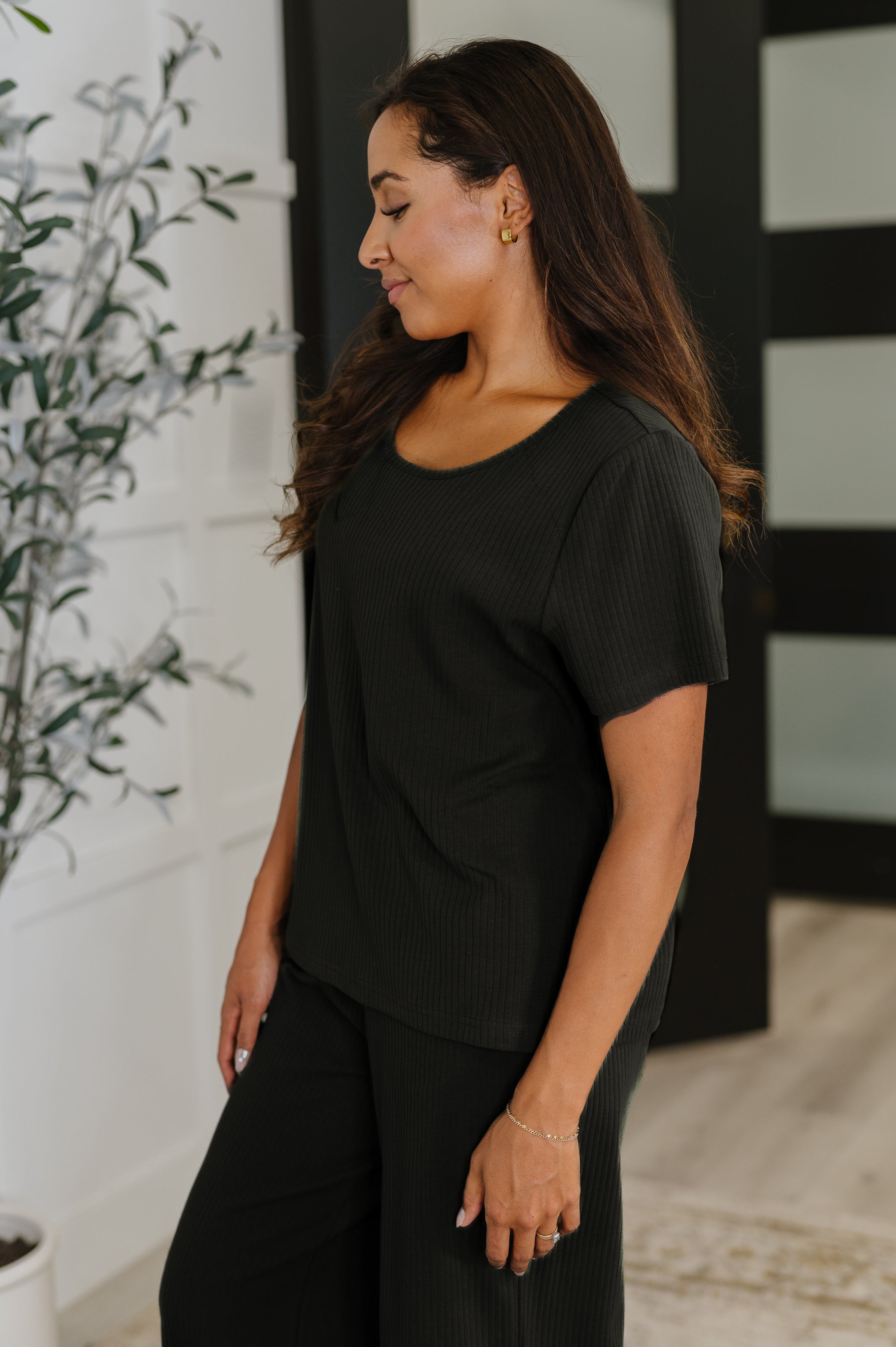 Thyme Boxy Tee in Black-Womens-Stay Foxy Boutique, Florissant, Missouri