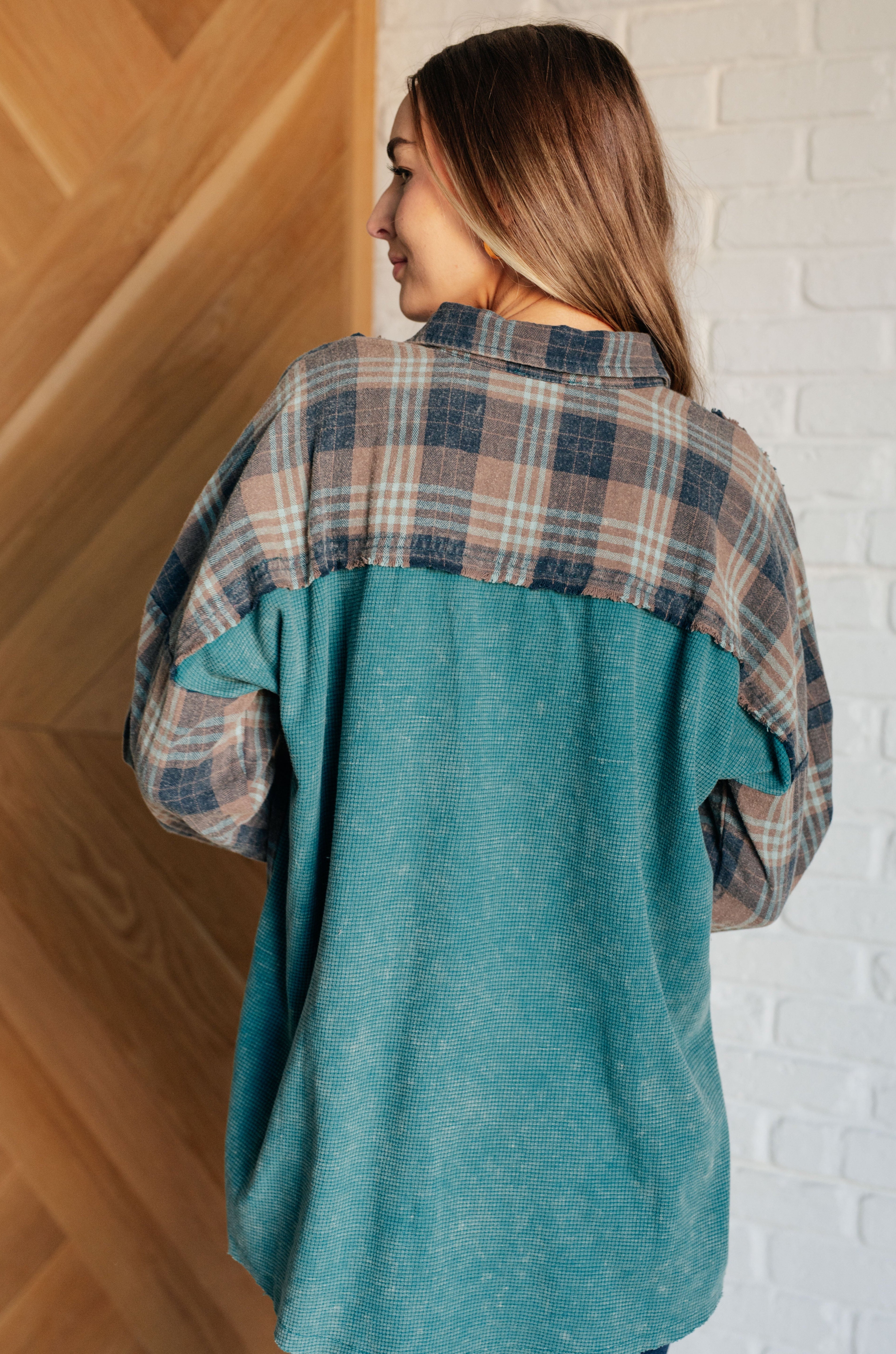 Tied for Time Thermal Plaid Button Up-Tops-Stay Foxy Boutique, Florissant, Missouri