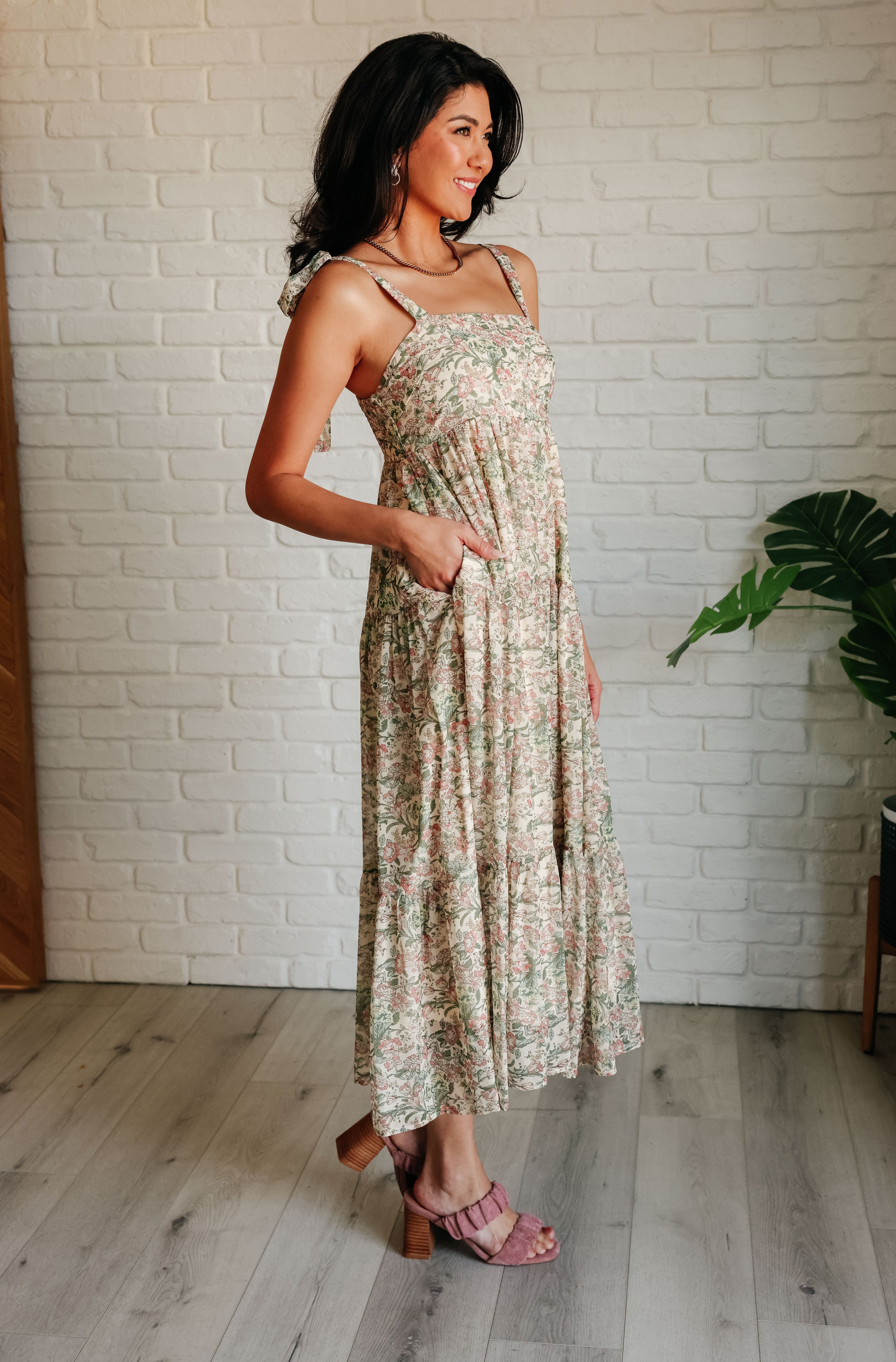 Tiptoe Through the Tulips Square Neck Tiered Dress-Dresses-Stay Foxy Boutique, Florissant, Missouri