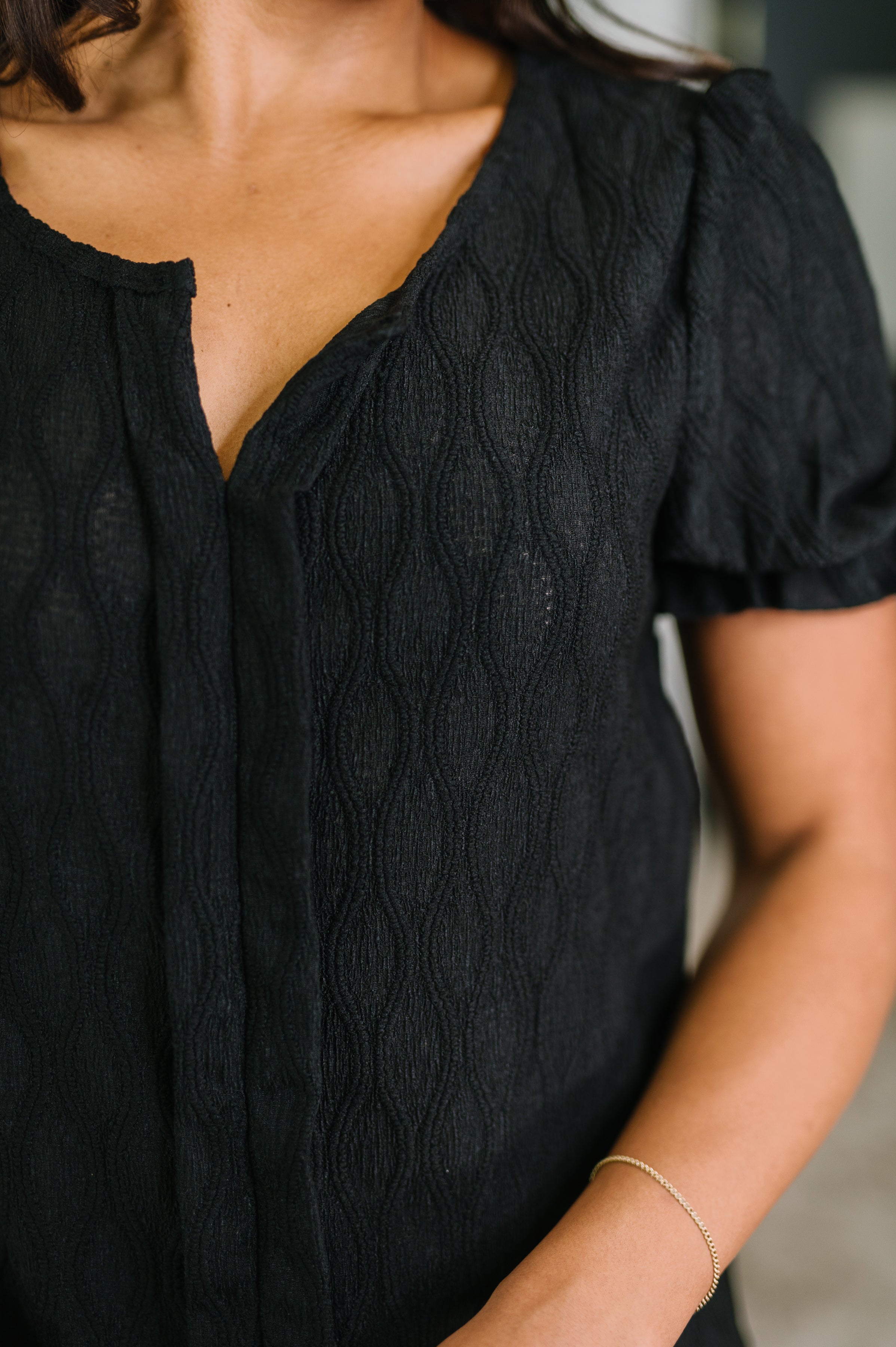 To Call My Own Textured Blouse in Black-Womens-Stay Foxy Boutique, Florissant, Missouri