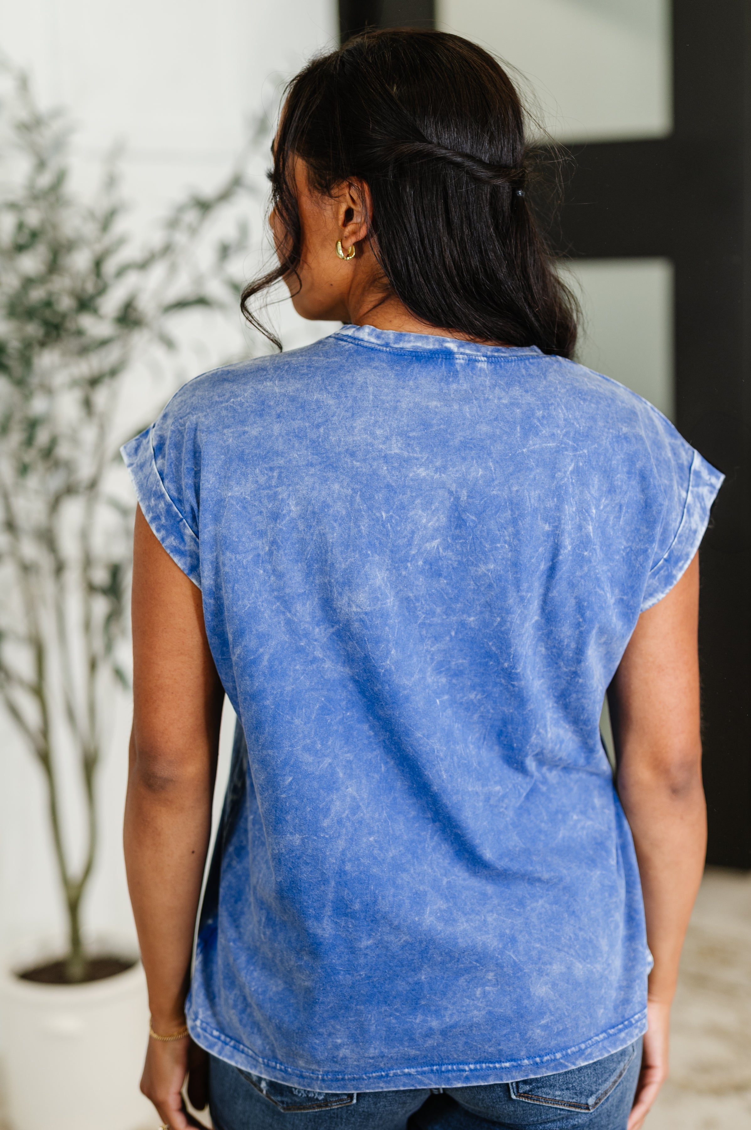 Top That Mineral Wash Tee in Classic Blue-Womens-Stay Foxy Boutique, Florissant, Missouri