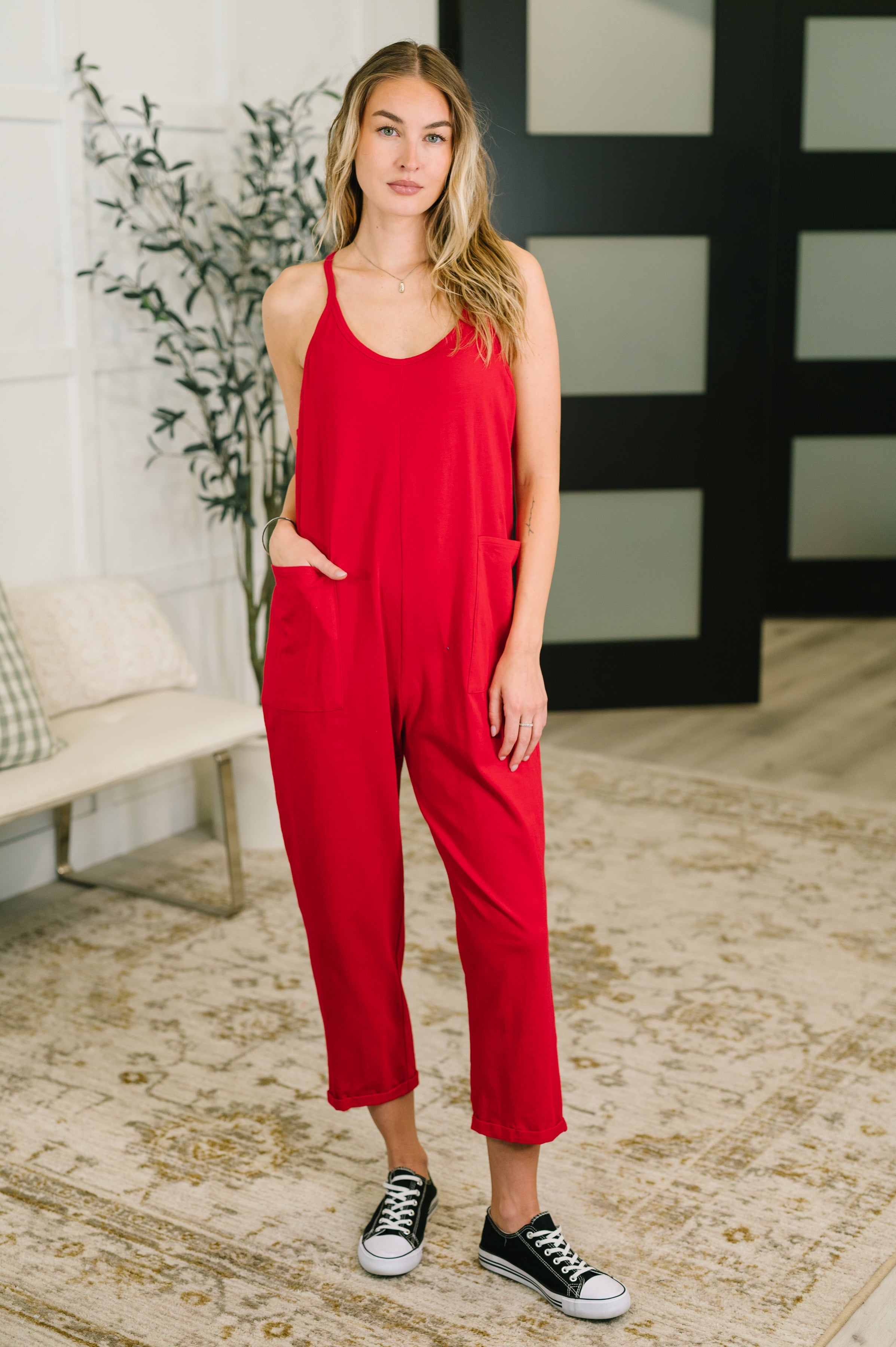 Totally Me Spaghetti Strap Jumpsuit Ruby-Womens-Stay Foxy Boutique, Florissant, Missouri