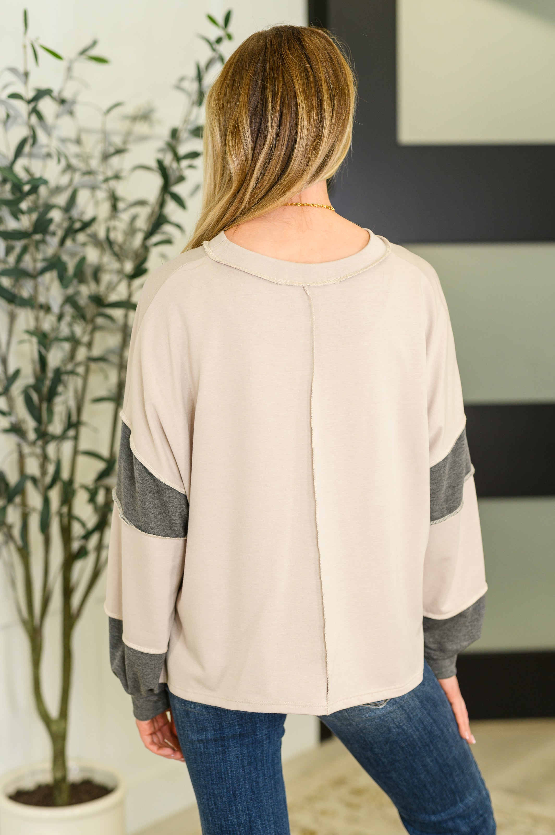 Two-Tone Take Drop Shoulder Top-Womens-Stay Foxy Boutique, Florissant, Missouri