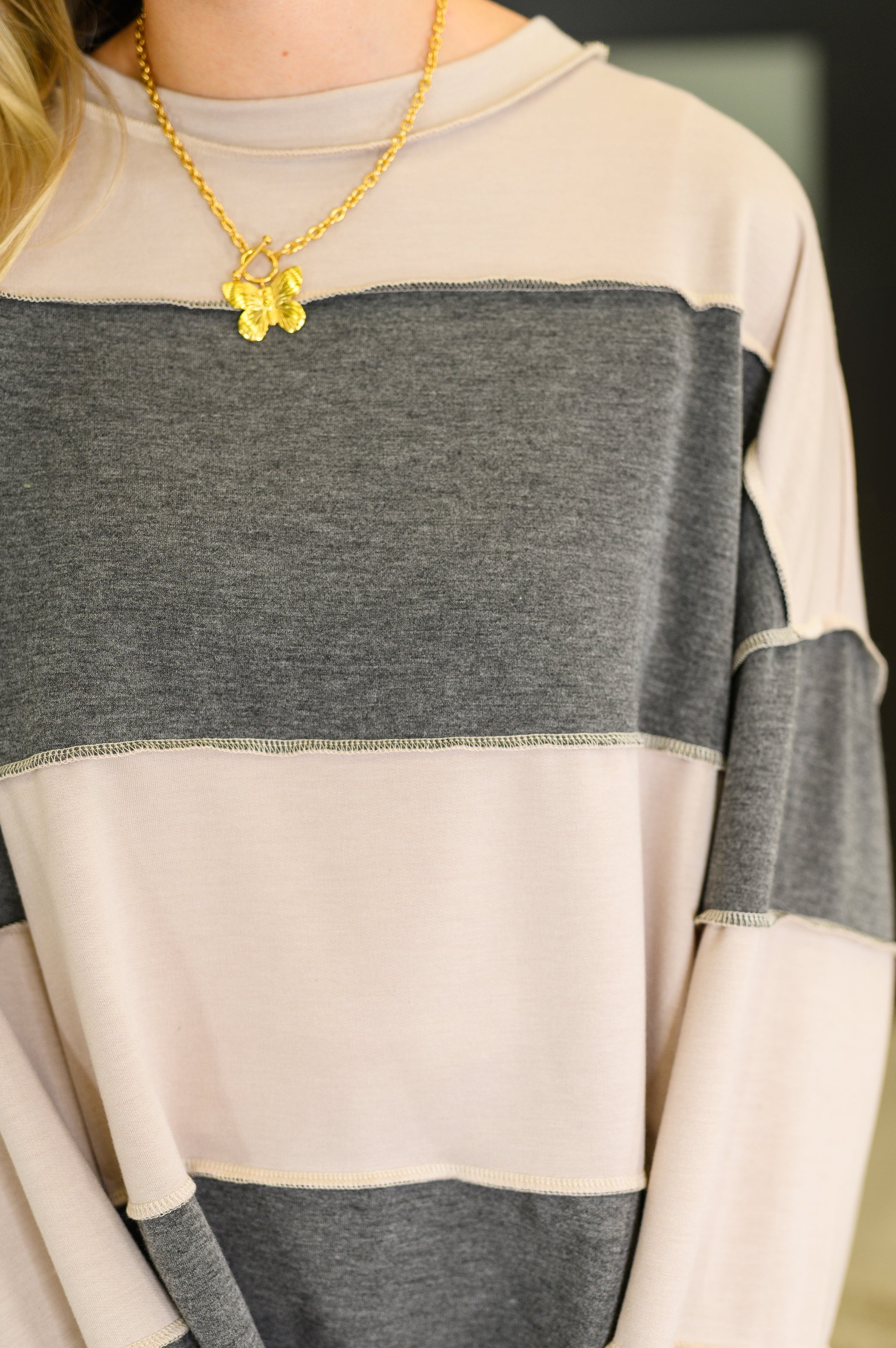 Two-Tone Take Drop Shoulder Top-Womens-Stay Foxy Boutique, Florissant, Missouri