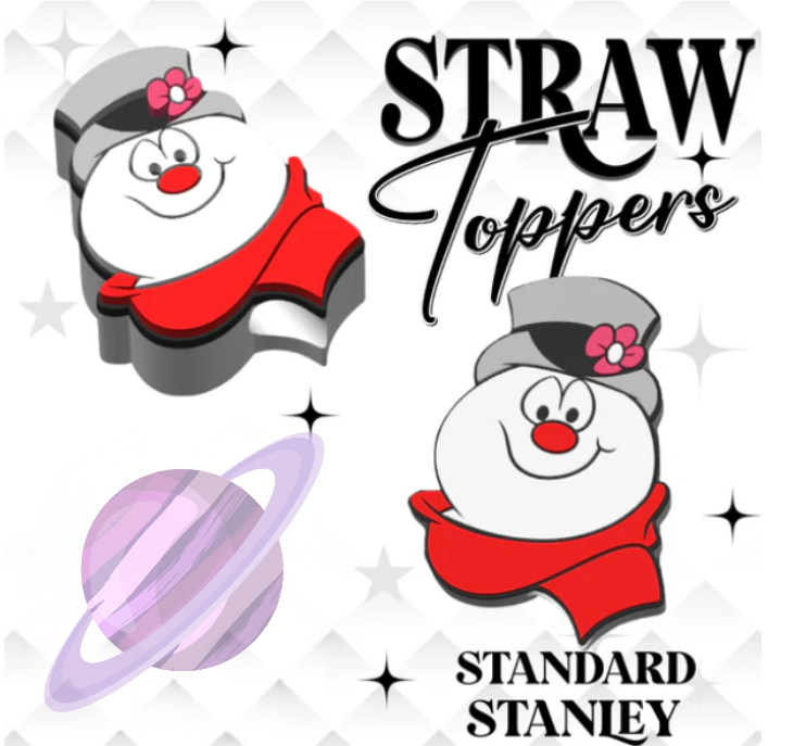 FRIENDLY SNOWMAN- 3D PRINTED STRAW CHARM-Stay Foxy Boutique, Florissant, Missouri