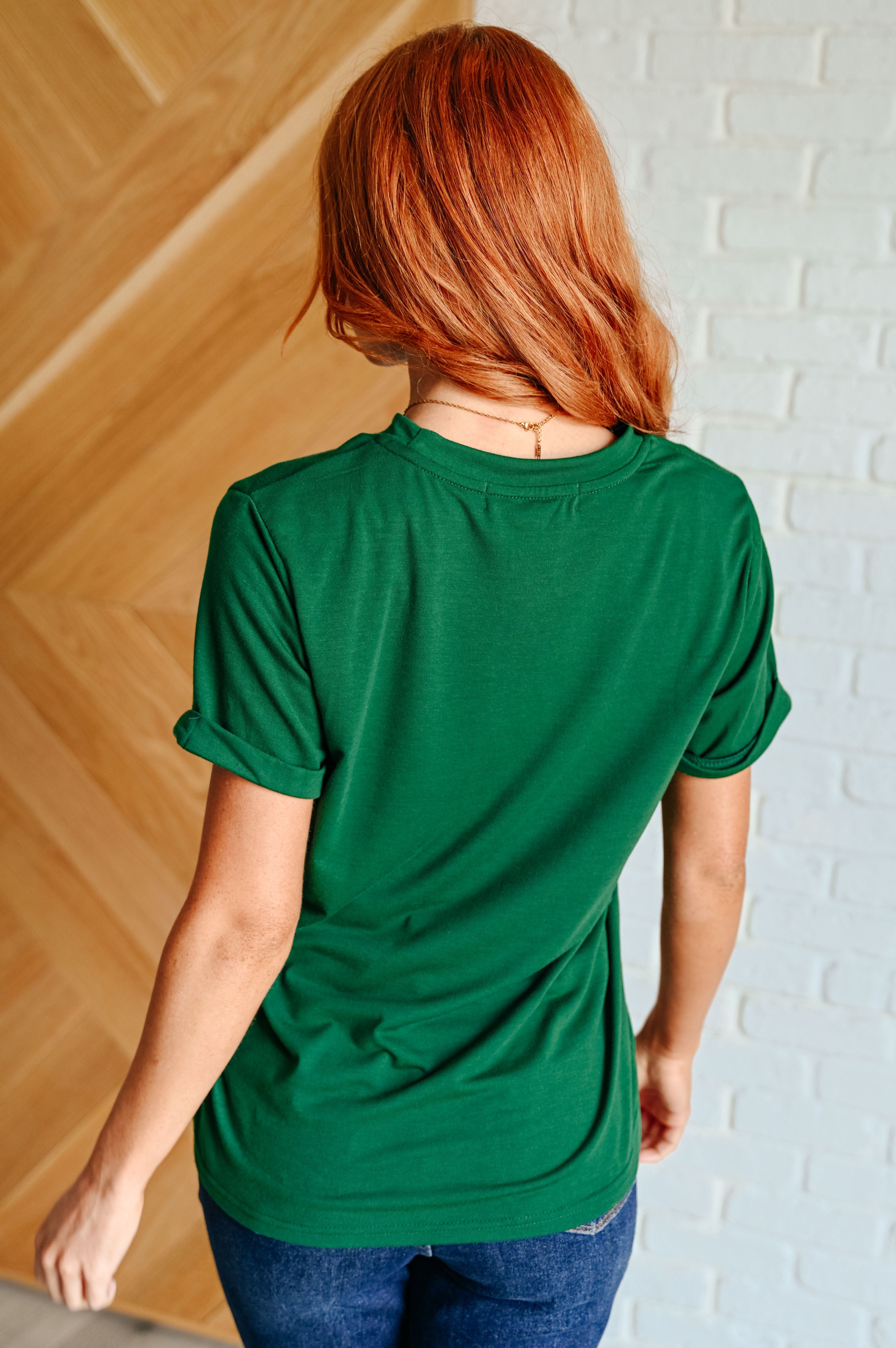 Uptown Crew T-Shirt in Green-Womens-Stay Foxy Boutique, Florissant, Missouri