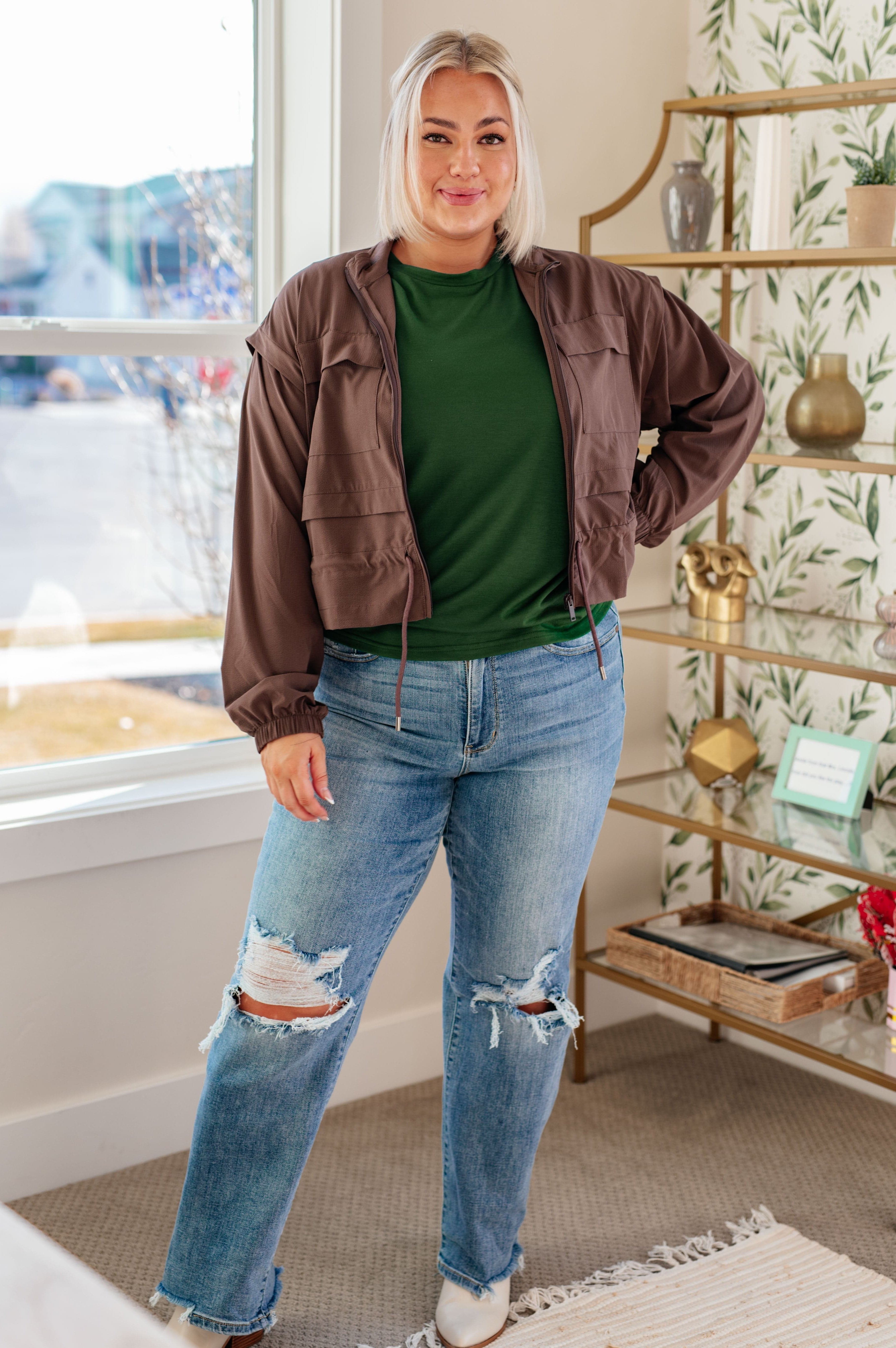 Uptown Crew T-Shirt in Green-Womens-Stay Foxy Boutique, Florissant, Missouri