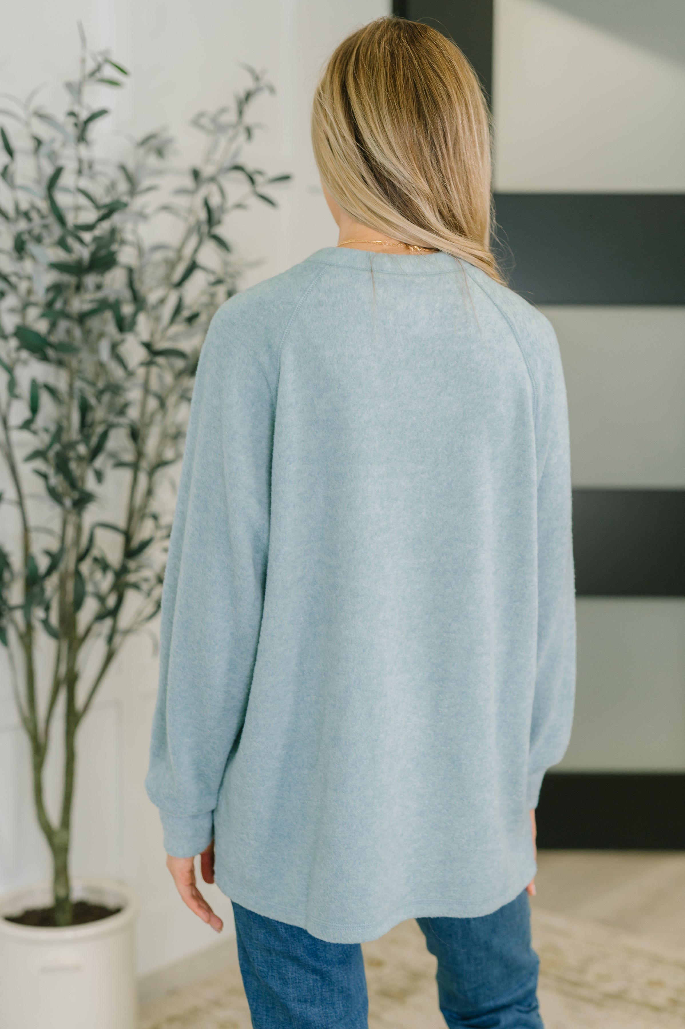 Urban Flux Scooped Hi-Low Long Pullover in Blue Grey-Womens-Stay Foxy Boutique, Florissant, Missouri