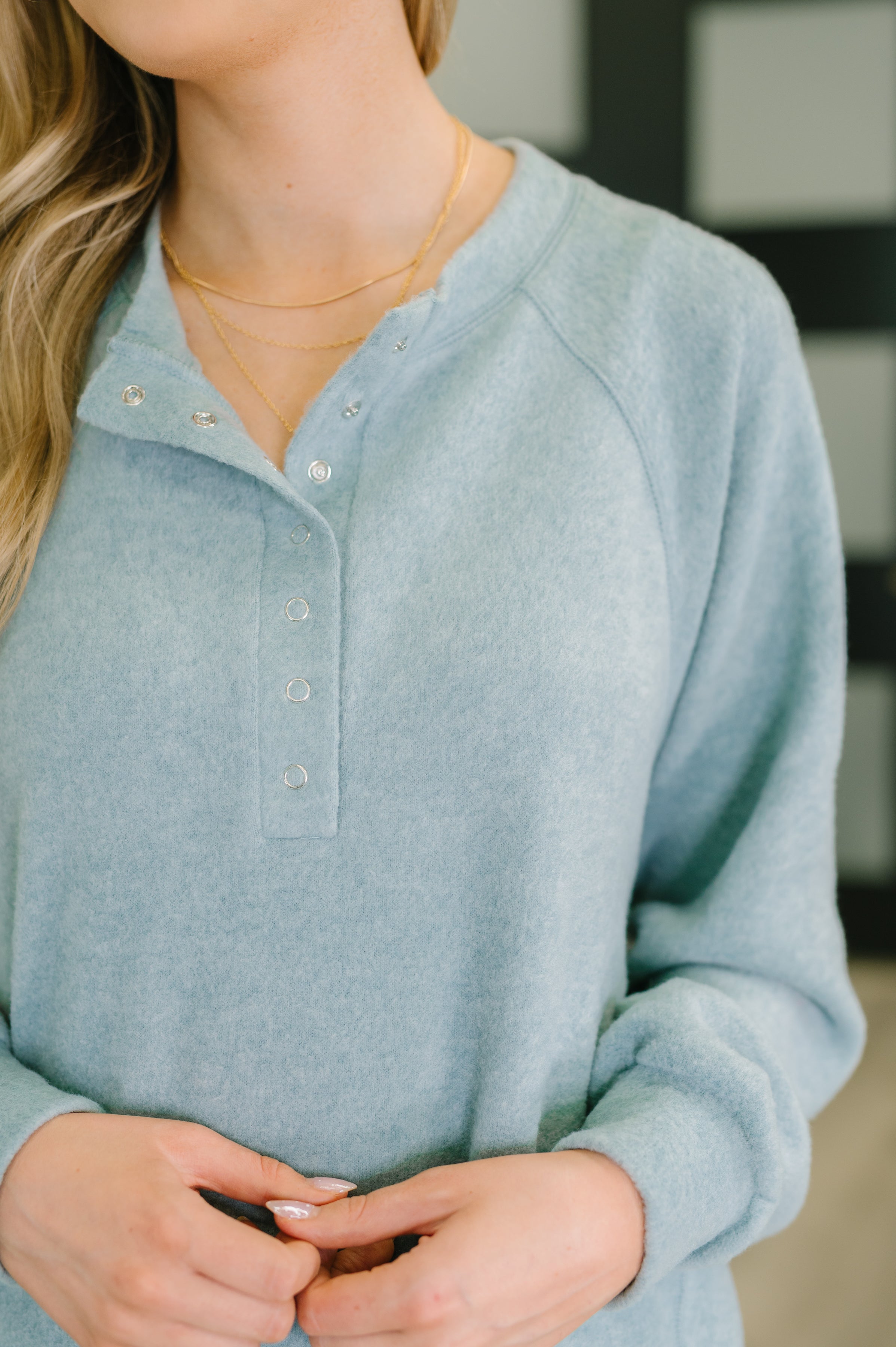 Urban Flux Scooped Hi-Low Long Pullover in Blue Grey-Womens-Stay Foxy Boutique, Florissant, Missouri
