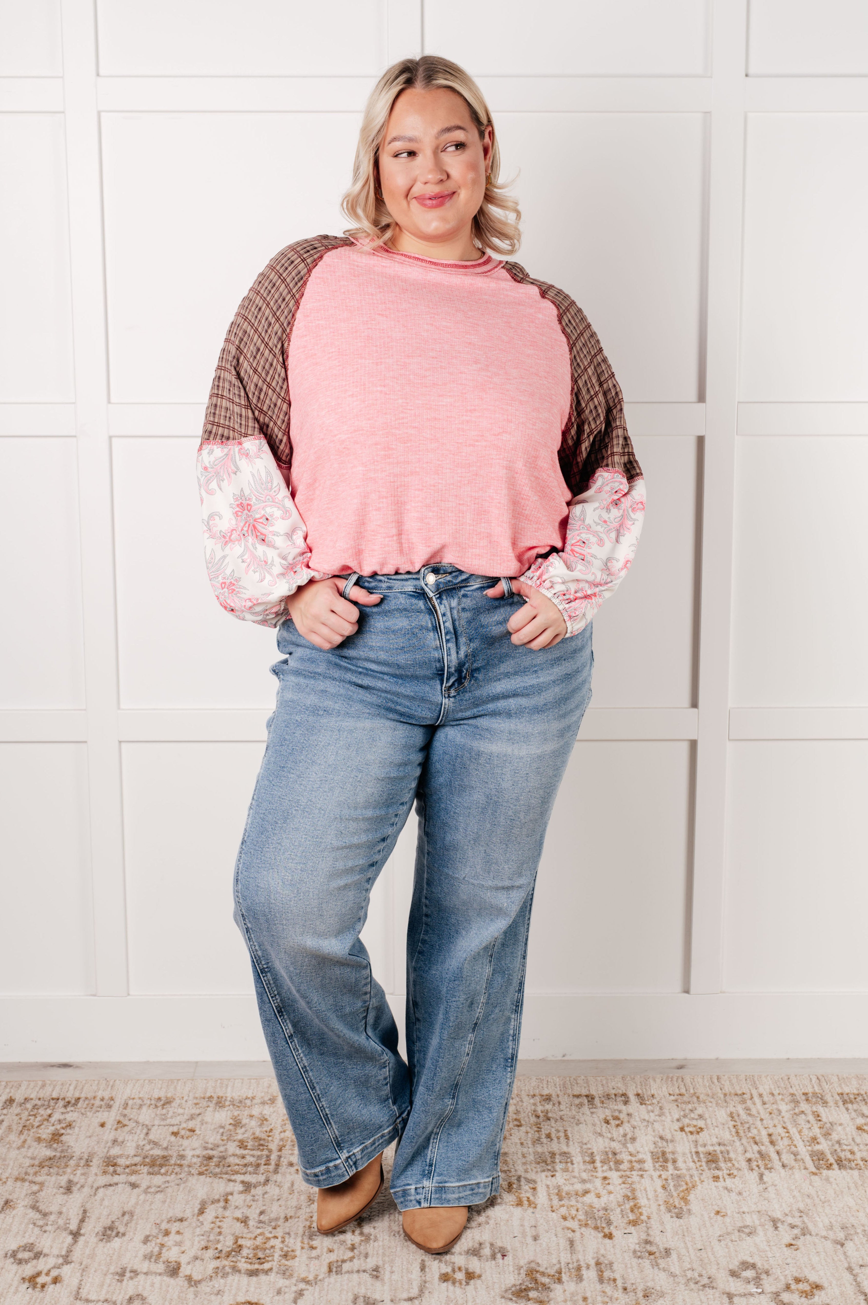 Walk for Miles Floral Color Block Top-Tops-Stay Foxy Boutique, Florissant, Missouri