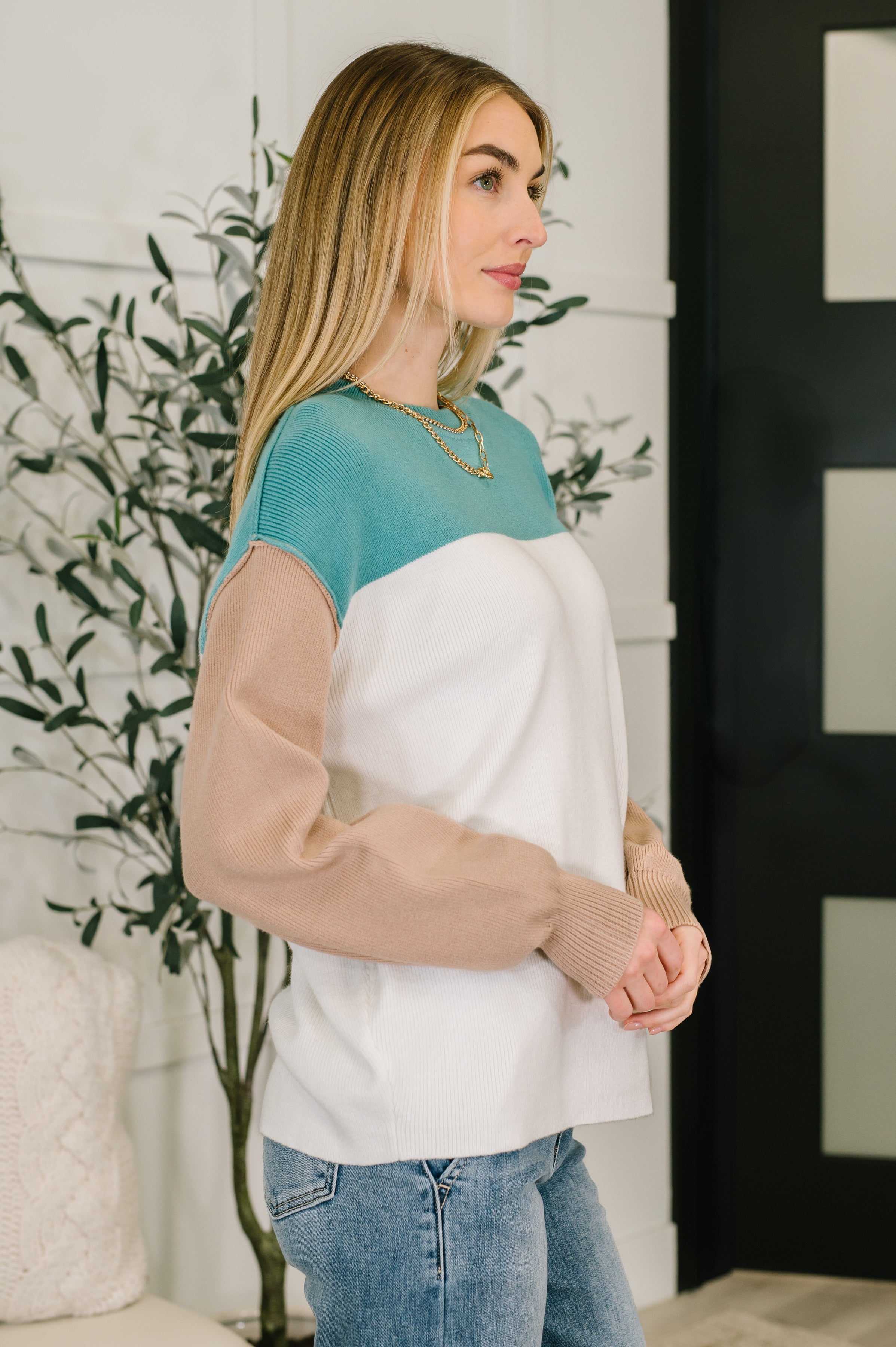 Walk in Central Park Ribbed Knit Color Block Pullover-Womens-Stay Foxy Boutique, Florissant, Missouri