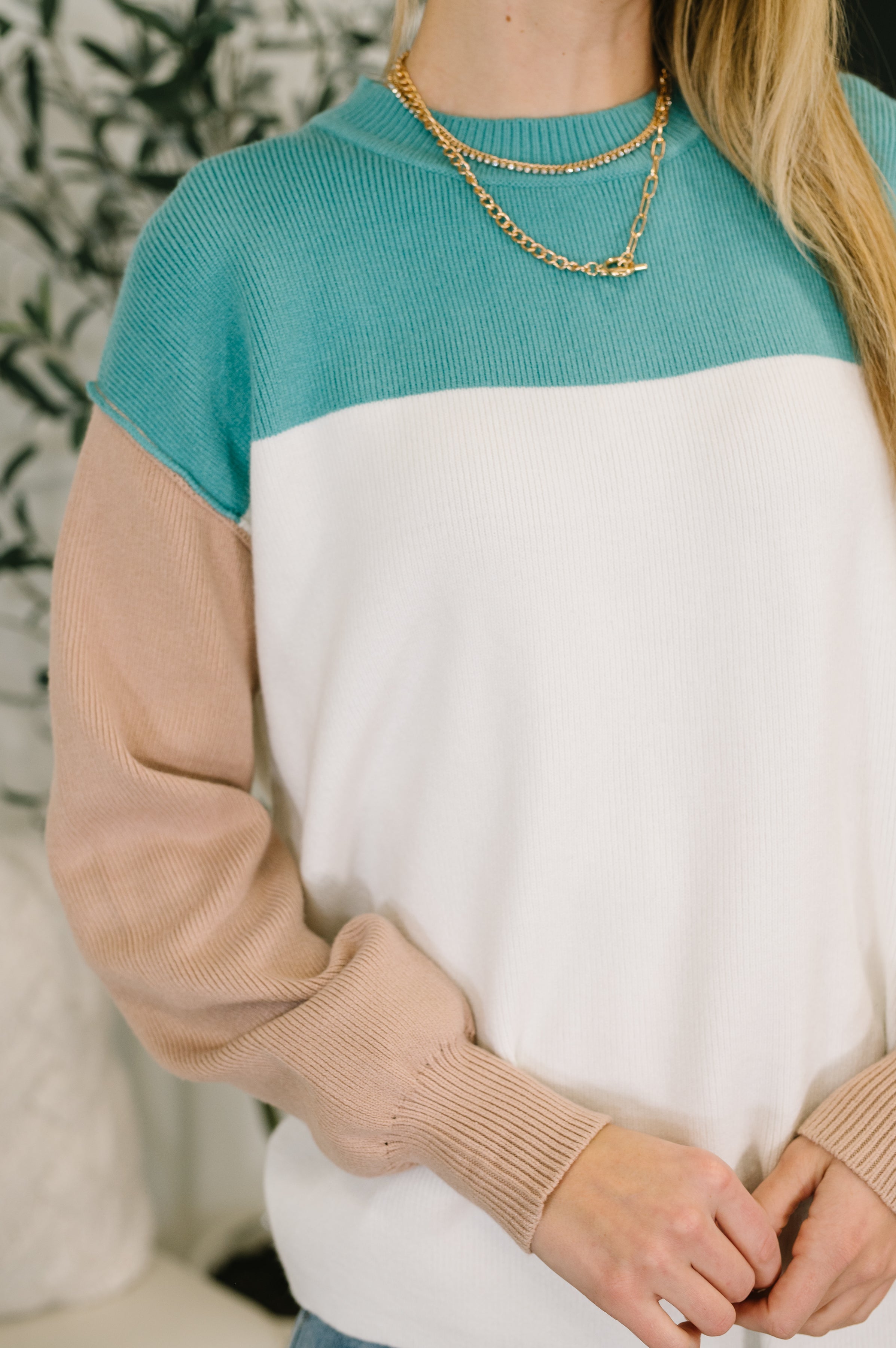 Walk in Central Park Ribbed Knit Color Block Pullover-Womens-Stay Foxy Boutique, Florissant, Missouri