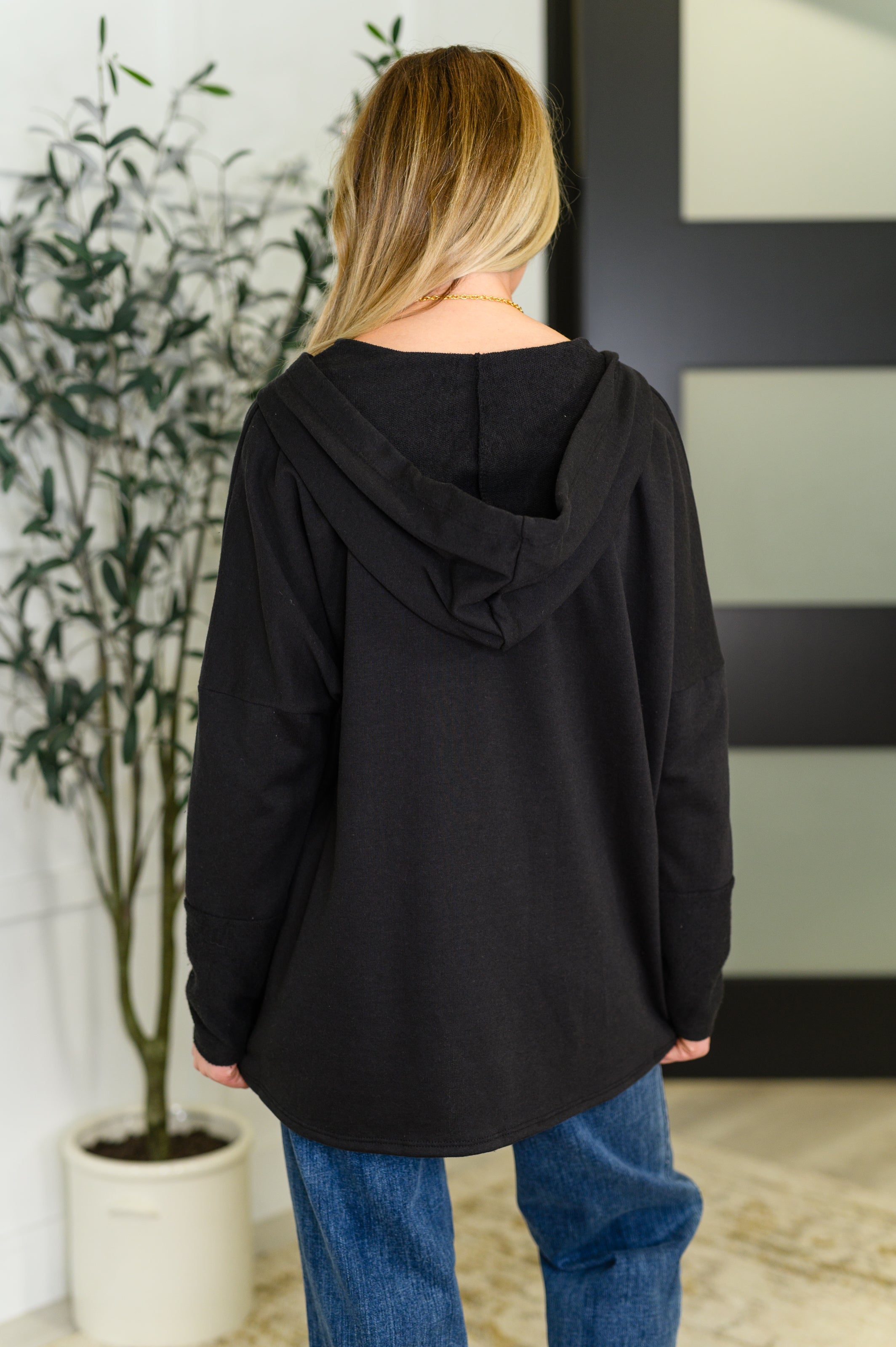 Warm Intentions Henley Pullover in Black-Womens-Stay Foxy Boutique, Florissant, Missouri