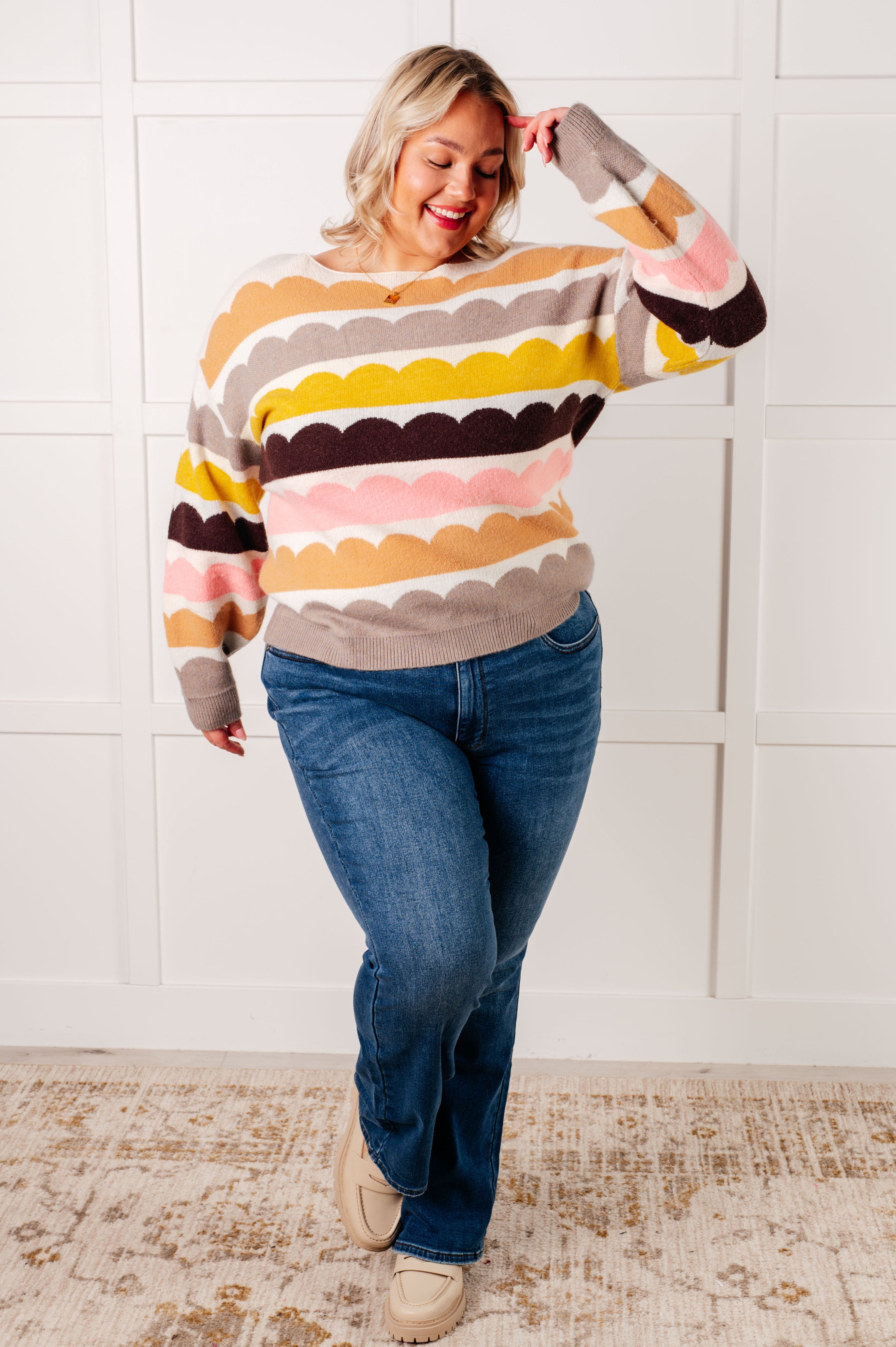 Wave After Wave Striped Sweater-Tops-Stay Foxy Boutique, Florissant, Missouri