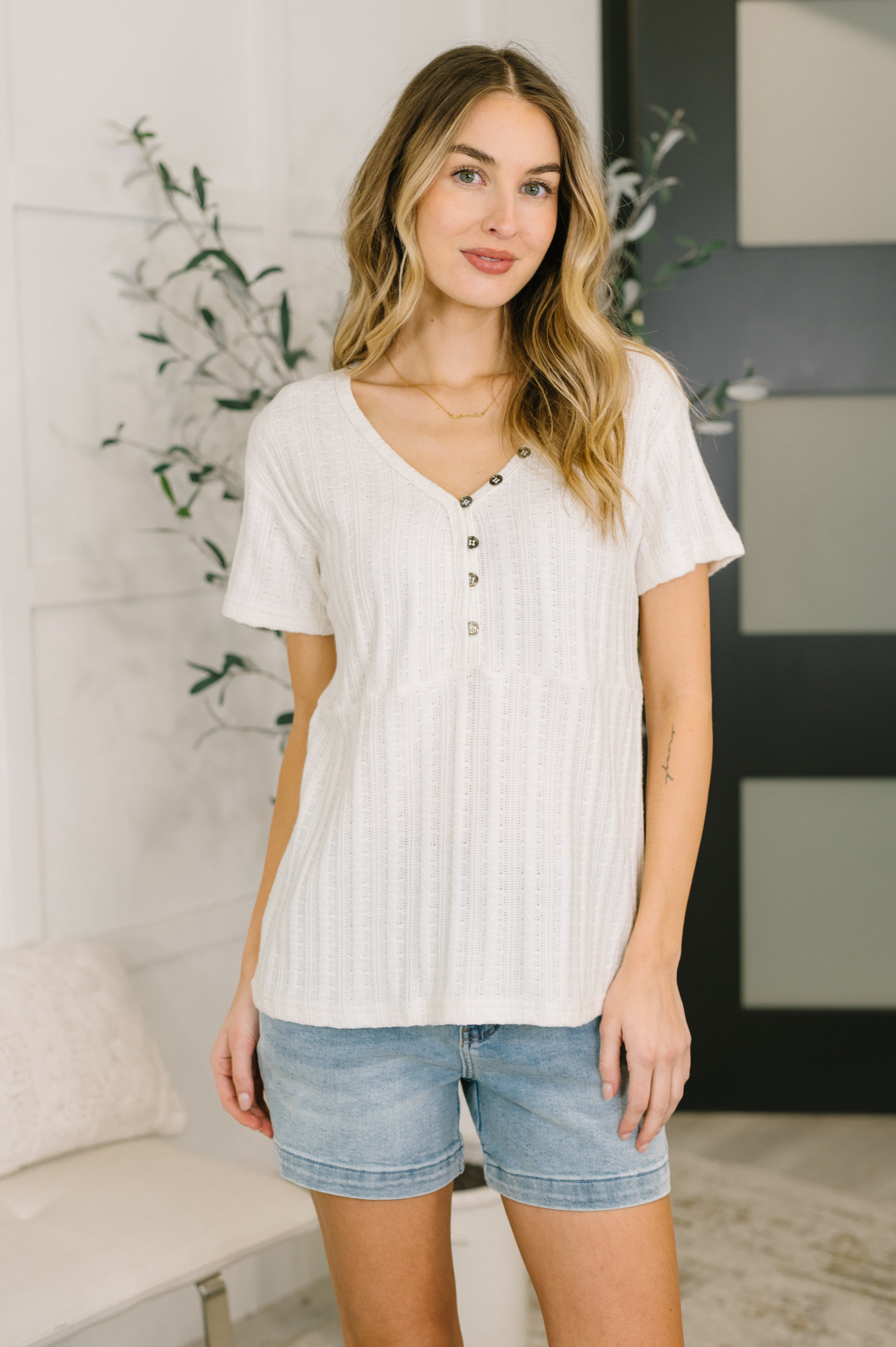 We Should Be Together V-Neck Textured Top-Womens-Stay Foxy Boutique, Florissant, Missouri