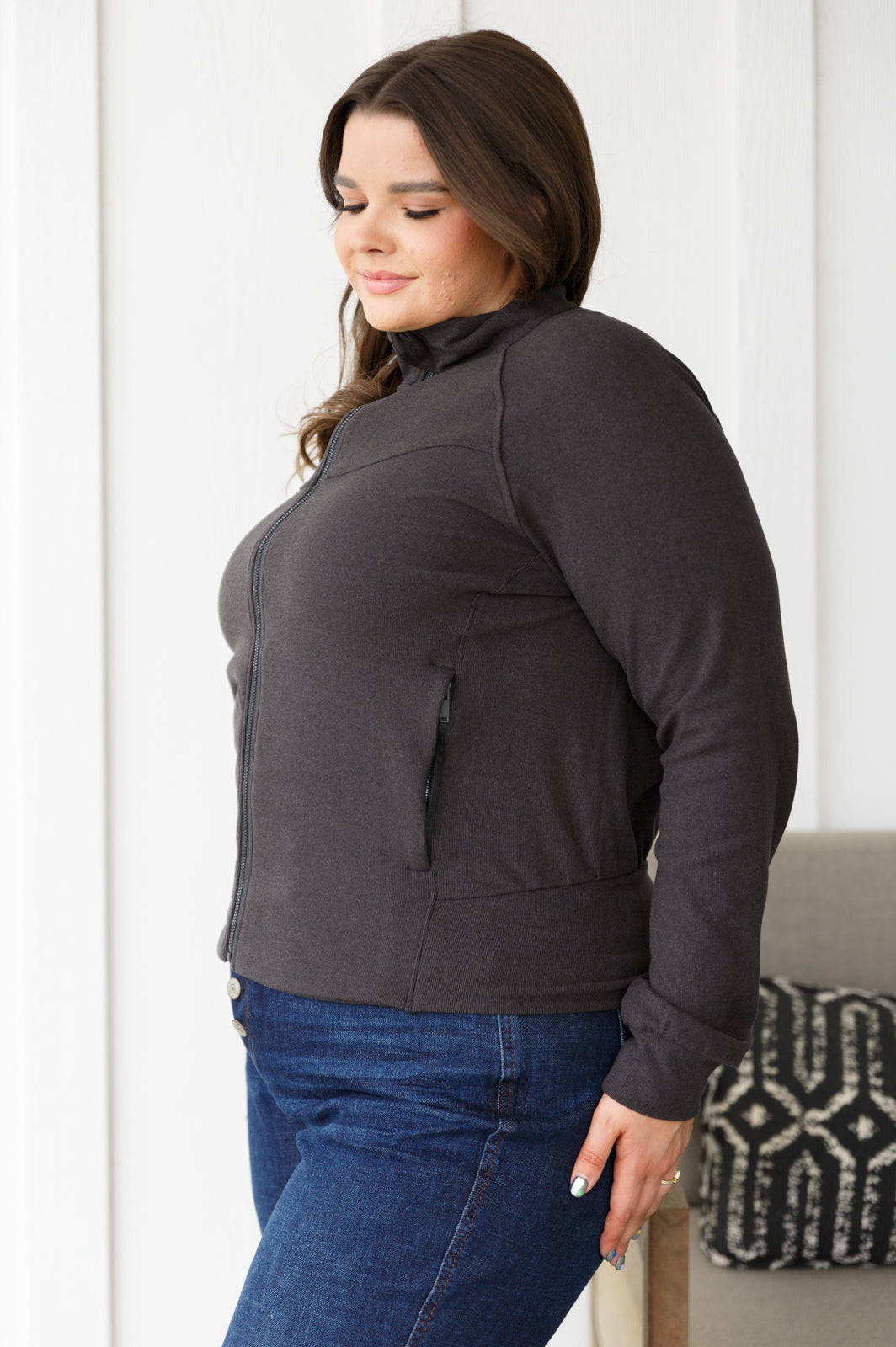 Where Are You Zip Up Jacket in Black-Layers-Stay Foxy Boutique, Florissant, Missouri