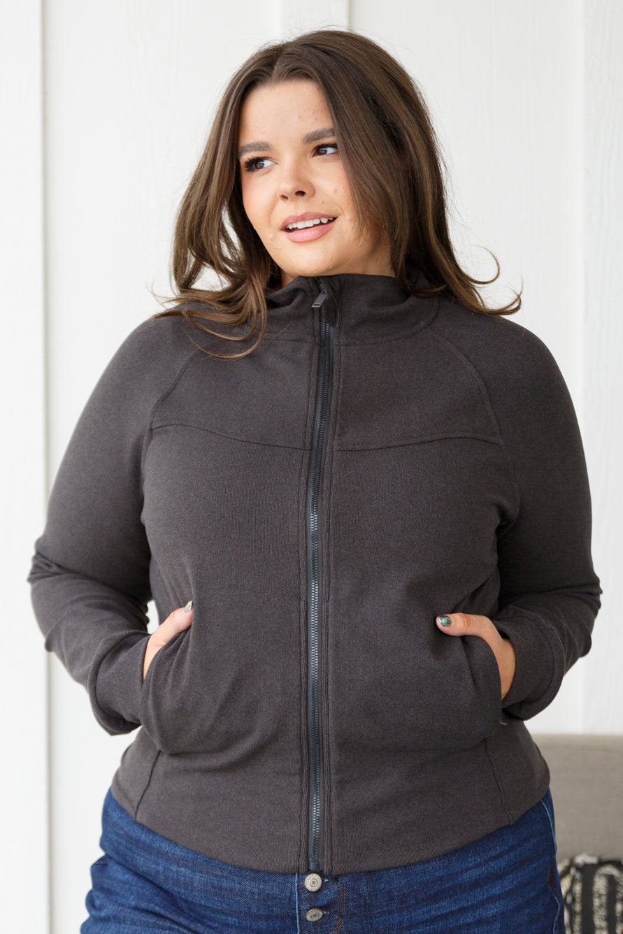 Where Are You Zip Up Jacket in Black-Layers-Stay Foxy Boutique, Florissant, Missouri