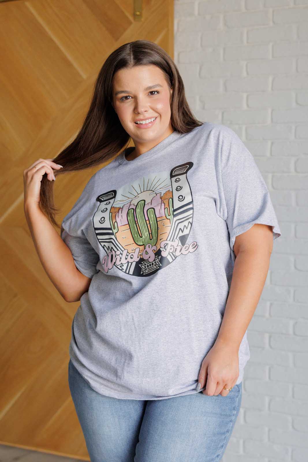 Wild & Free Horseshoe Graphic Tee-Tops-Stay Foxy Boutique, Florissant, Missouri
