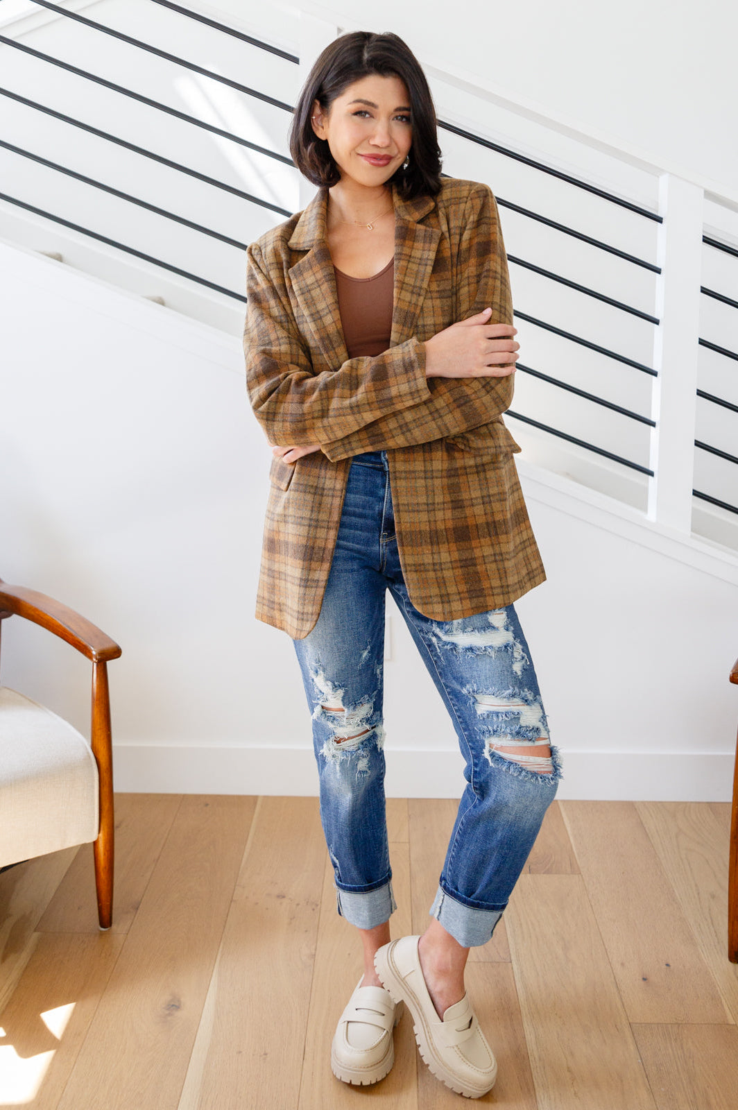 World Class Plaid Blazer-Layers-Stay Foxy Boutique, Florissant, Missouri