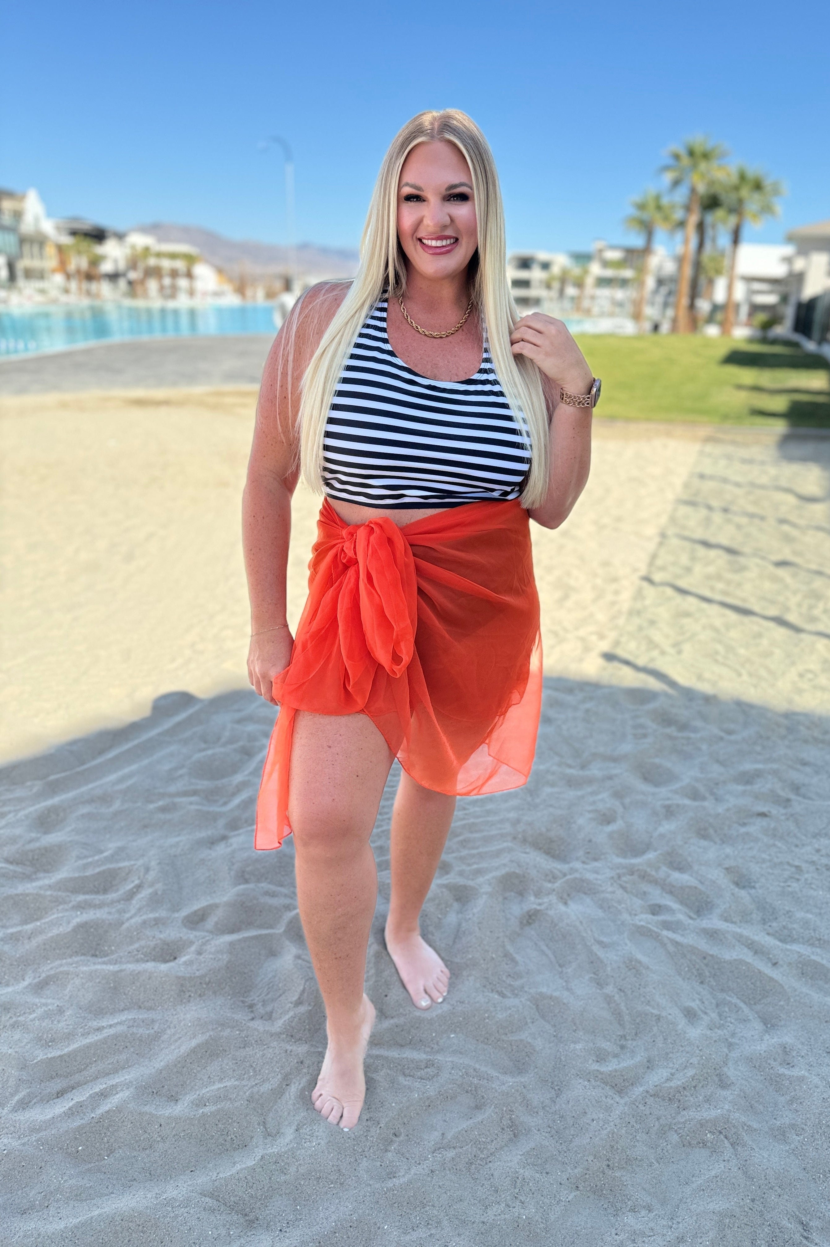 Wrapped In Summer Versatile Swim Cover in Orange-Swimwear-Stay Foxy Boutique, Florissant, Missouri