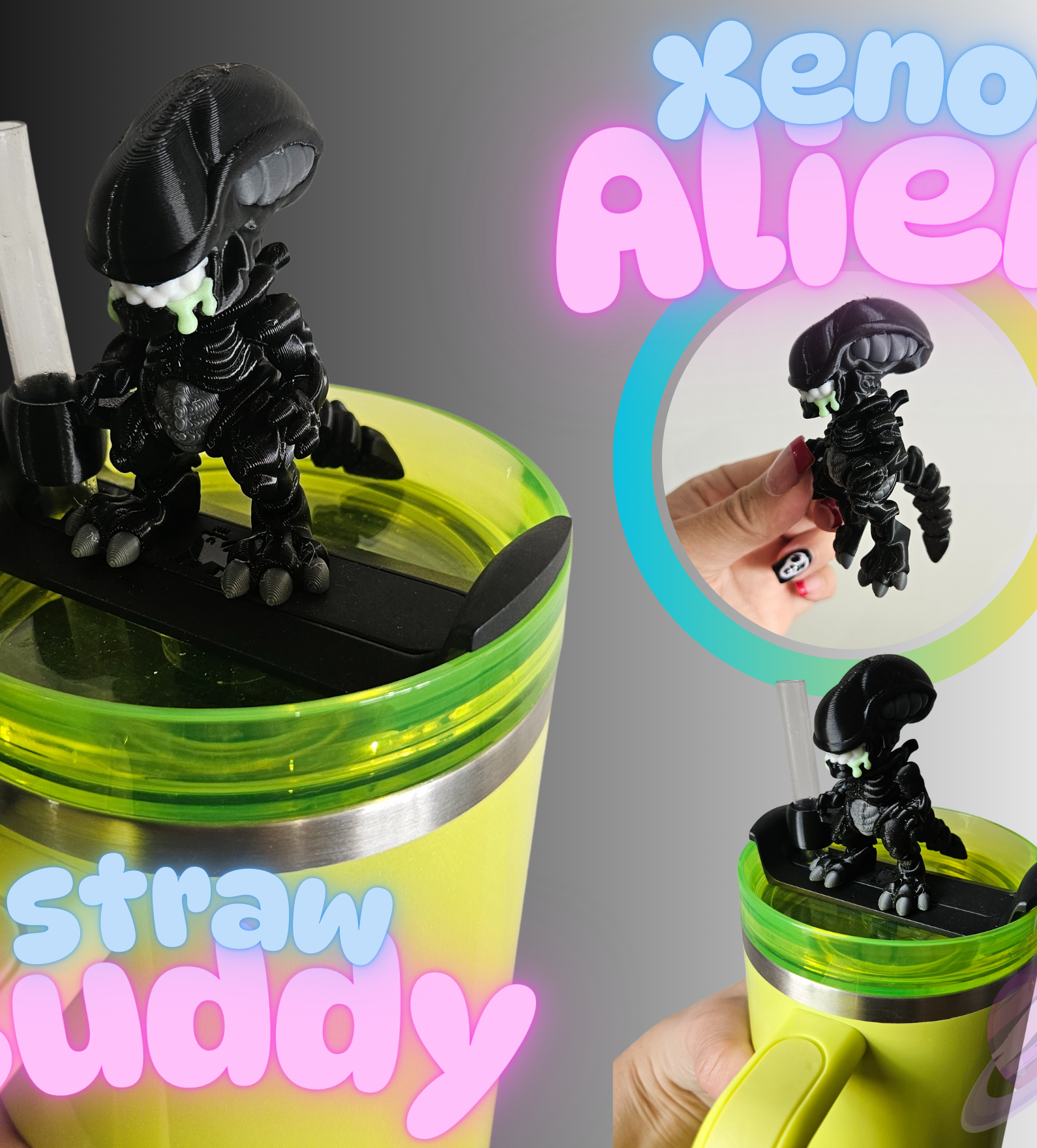 XENO ALIEN-3D PRINTED STRAW BUDDY-Stay Foxy Boutique, Florissant, Missouri