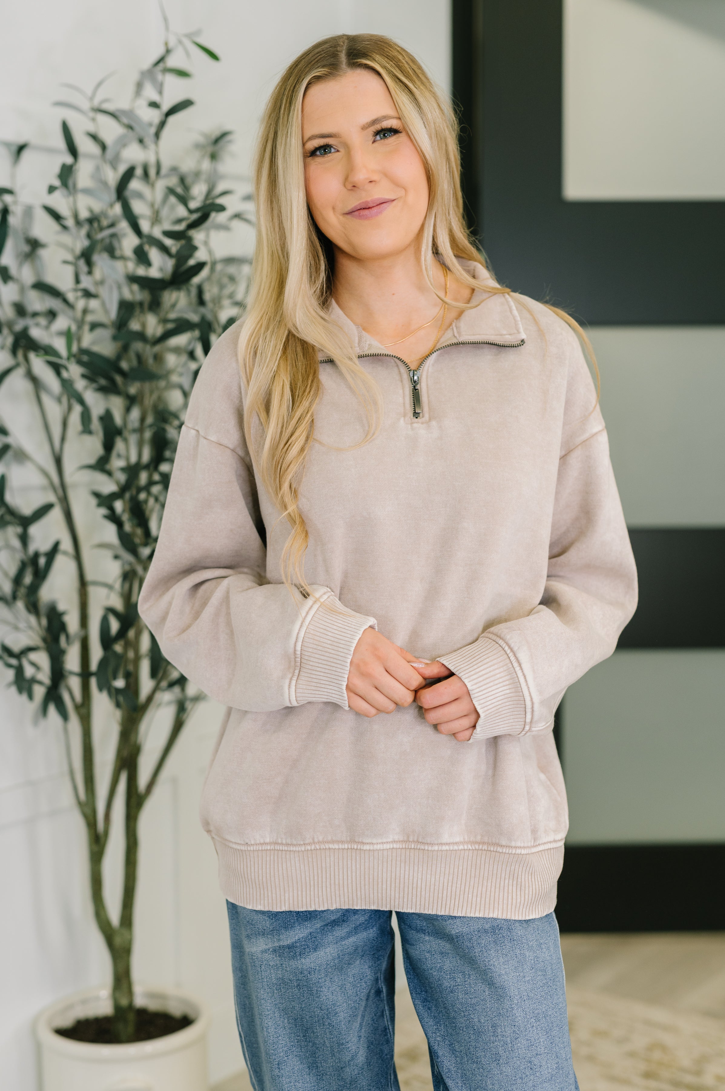 You Should Know Half Zip Pullover in Ash Mocha-Womens-Stay Foxy Boutique, Florissant, Missouri