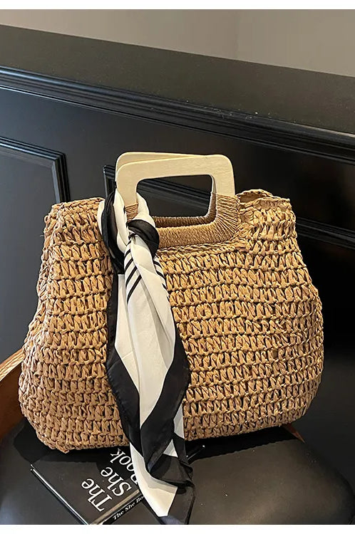 Straw Woven Handbag-Stay Foxy Boutique, Florissant, Missouri