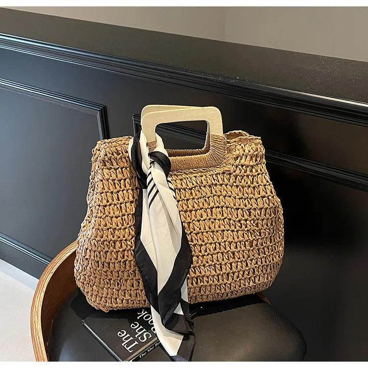 Straw Woven Handbag-Stay Foxy Boutique, Florissant, Missouri