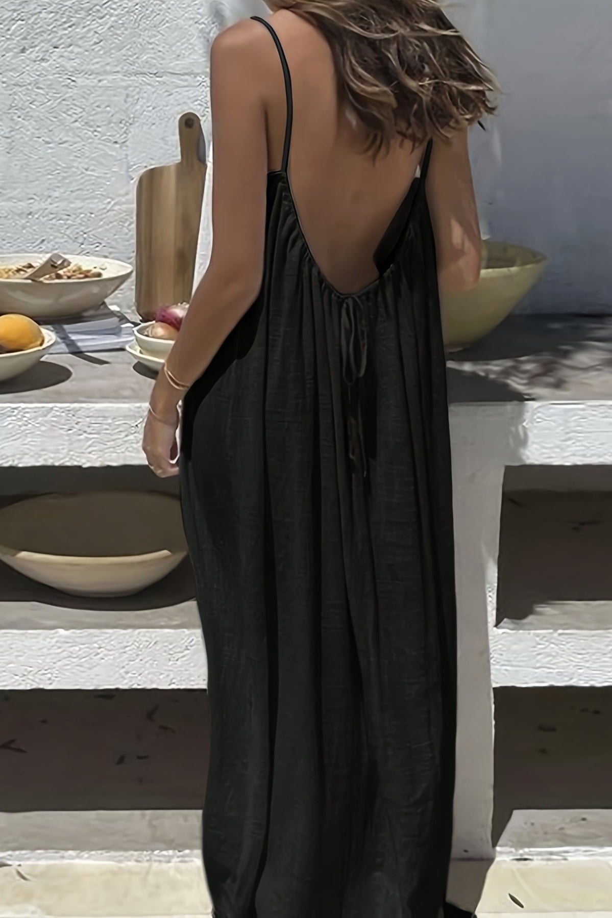 Full Size Backless Scoop Neck Maxi Dress Plus Size-Stay Foxy Boutique, Florissant, Missouri