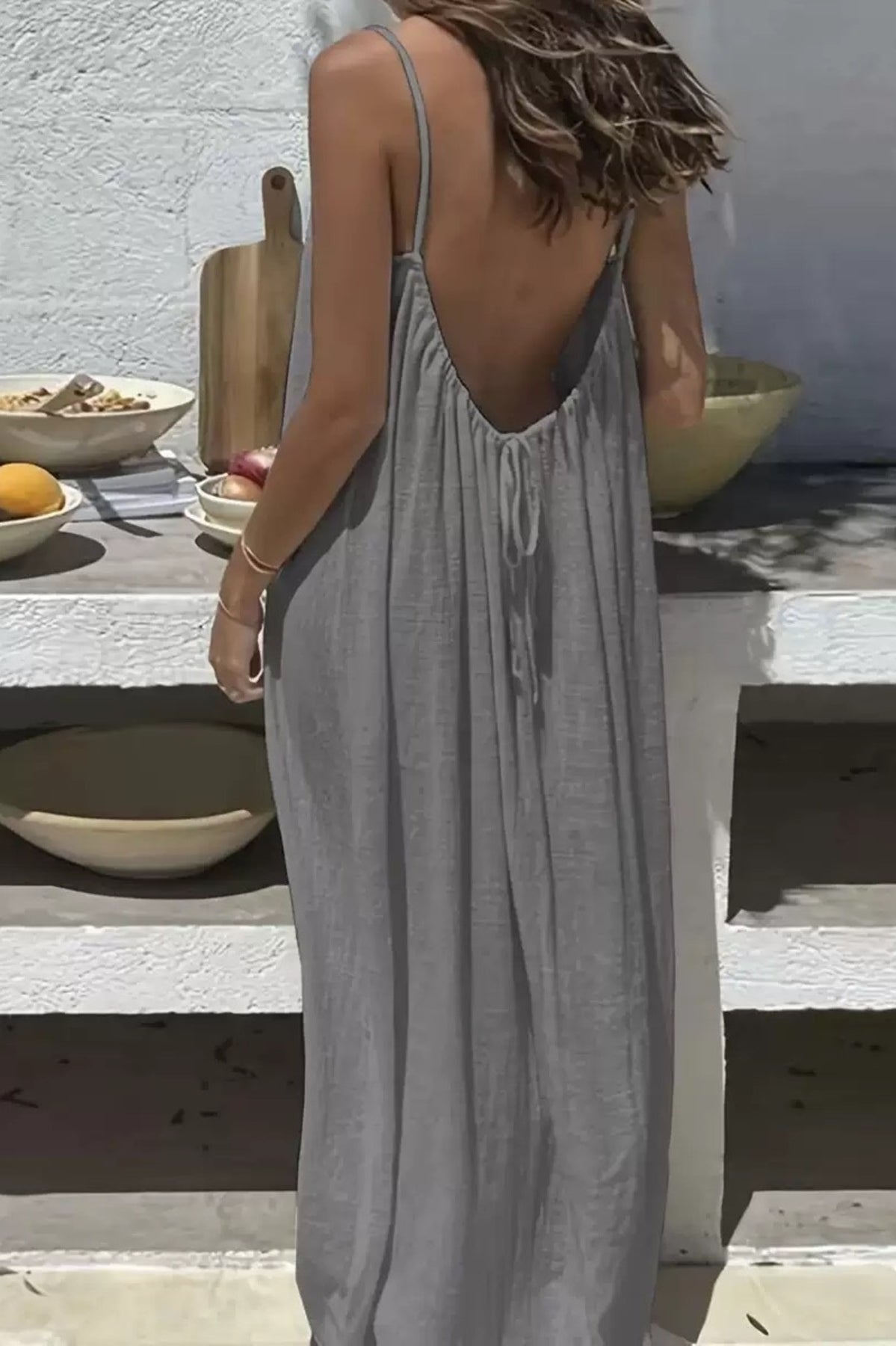 Full Size Backless Scoop Neck Maxi Dress Plus Size-Stay Foxy Boutique, Florissant, Missouri