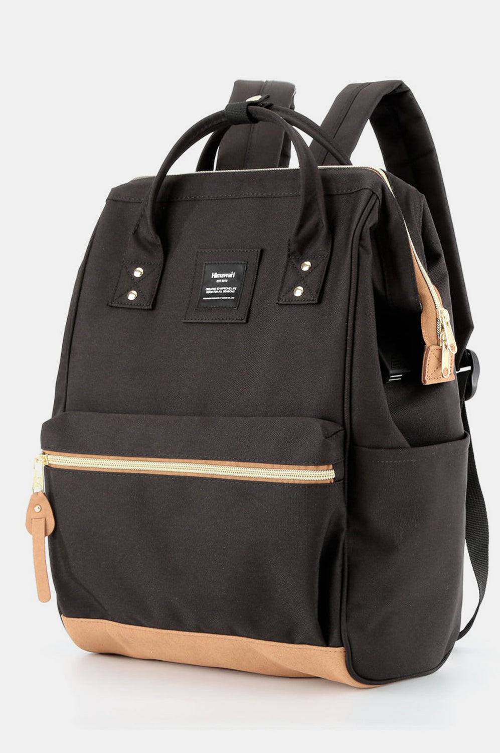 Himawari Contrast Waterproof Canvas Backpack Bag with Side Pockets-Stay Foxy Boutique, Florissant, Missouri
