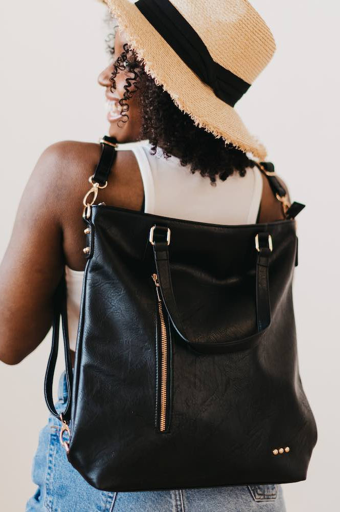 PREORDER: Upper East Side Vegan Leather Backpack & Crossbody Tote Bag in Three Colors-Womens-Stay Foxy Boutique, Florissant, Missouri