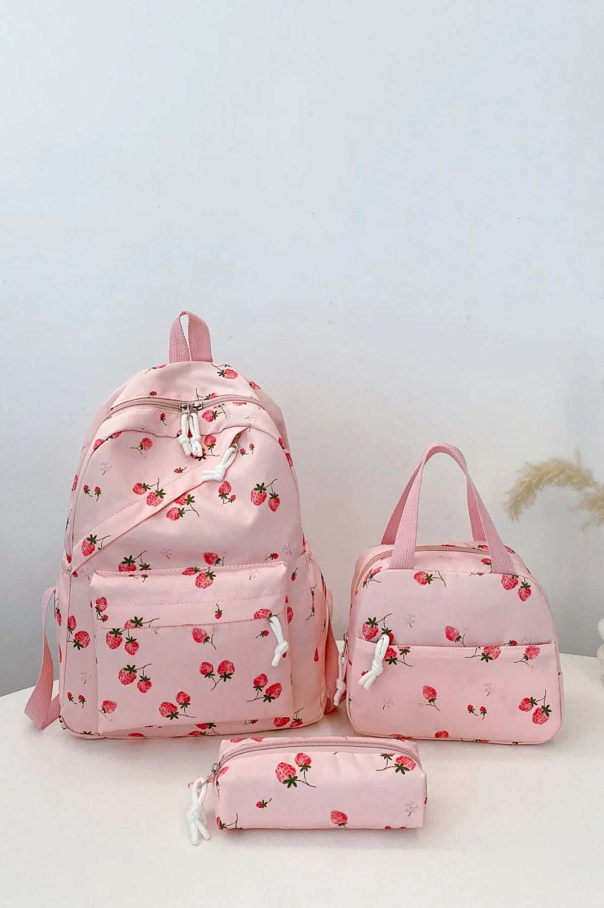3-Piece Strawberry Print Canvas Bag Set-Stay Foxy Boutique, Florissant, Missouri