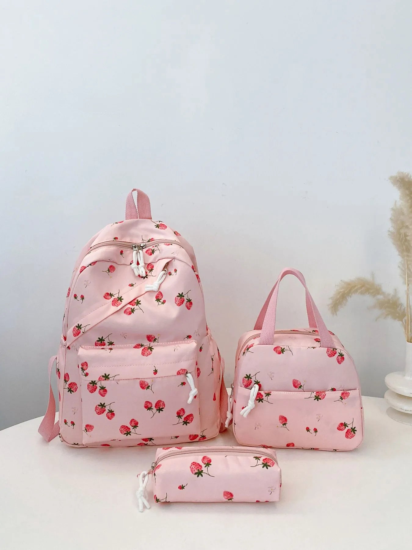 3-Piece Strawberry Print Canvas Bag Set-Stay Foxy Boutique, Florissant, Missouri