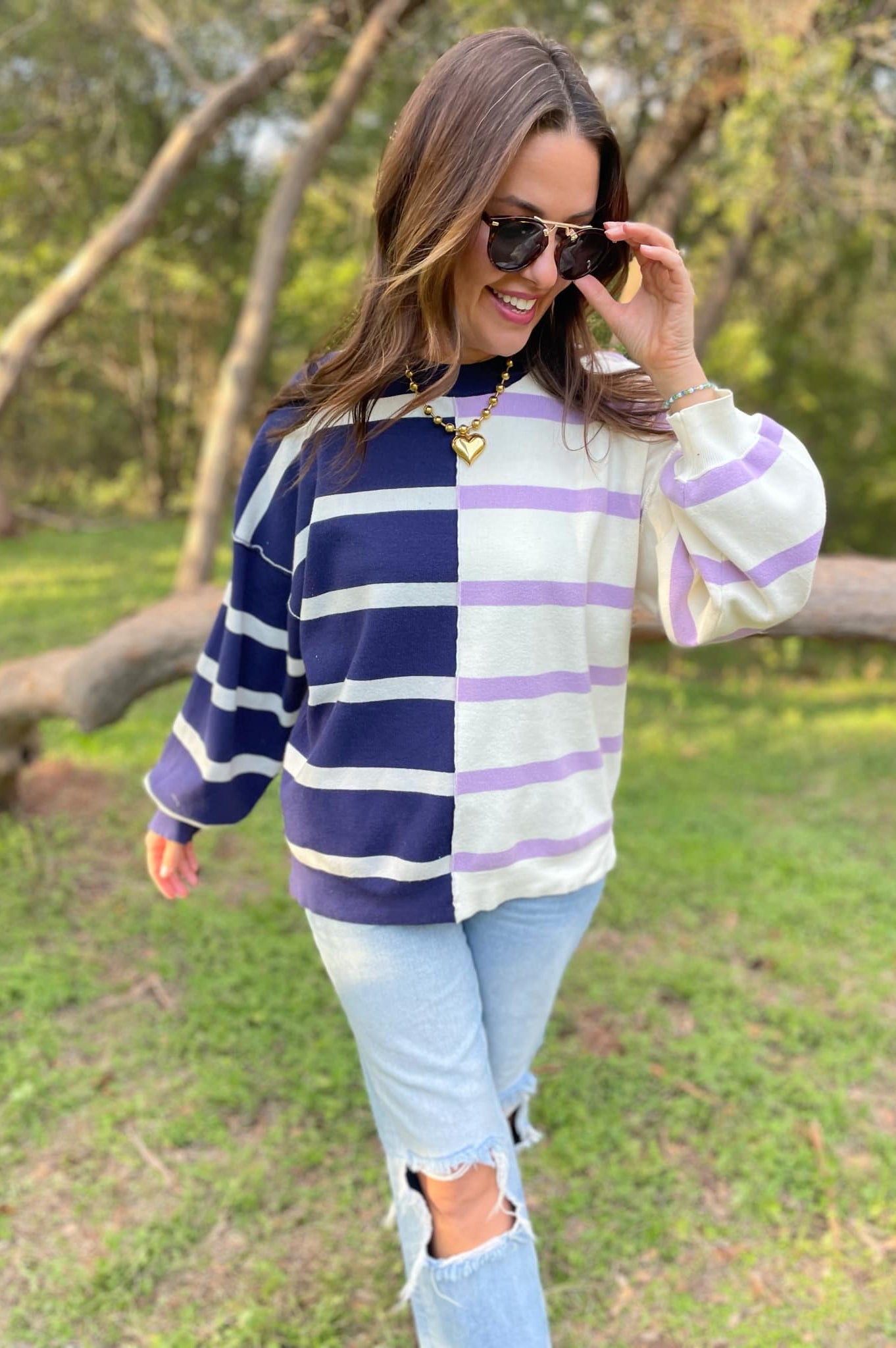 PREORDER: Exceptional Thought Striped Patchwork Sweater in Three Colors-Womens-Stay Foxy Boutique, Florissant, Missouri