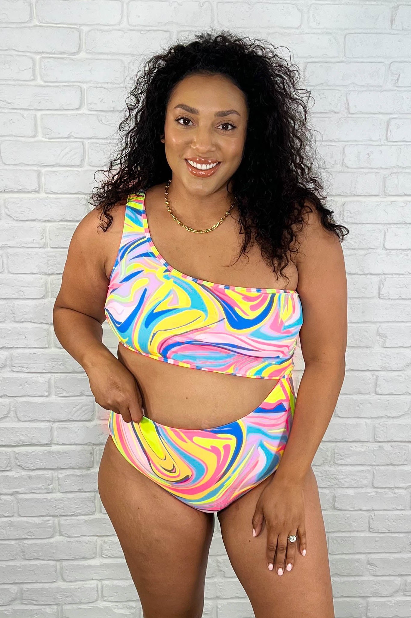 Corfu Marble Cutout Swimsuit-Womens-Stay Foxy Boutique, Florissant, Missouri