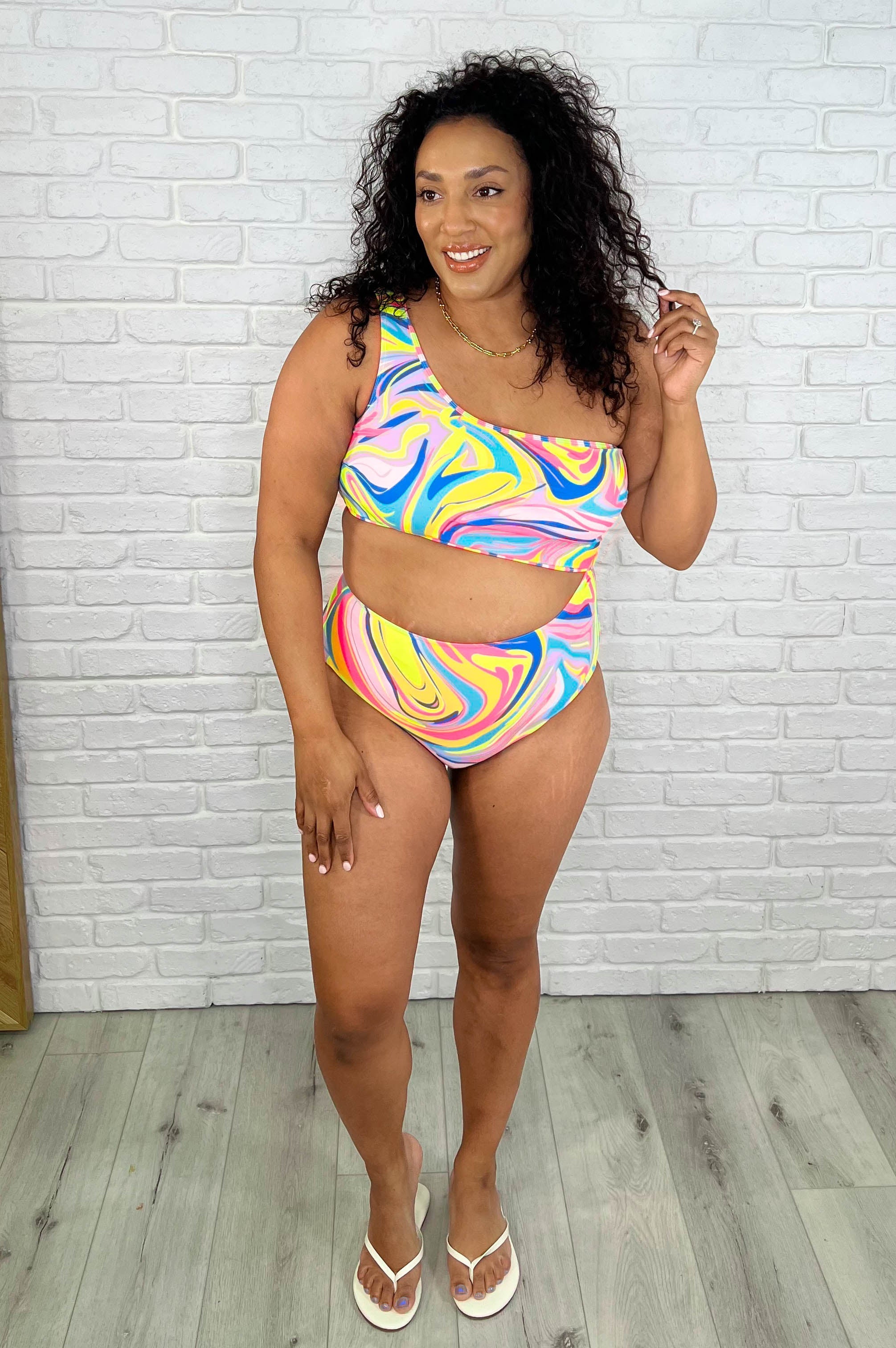 Corfu Marble Cutout Swimsuit-Womens-Stay Foxy Boutique, Florissant, Missouri