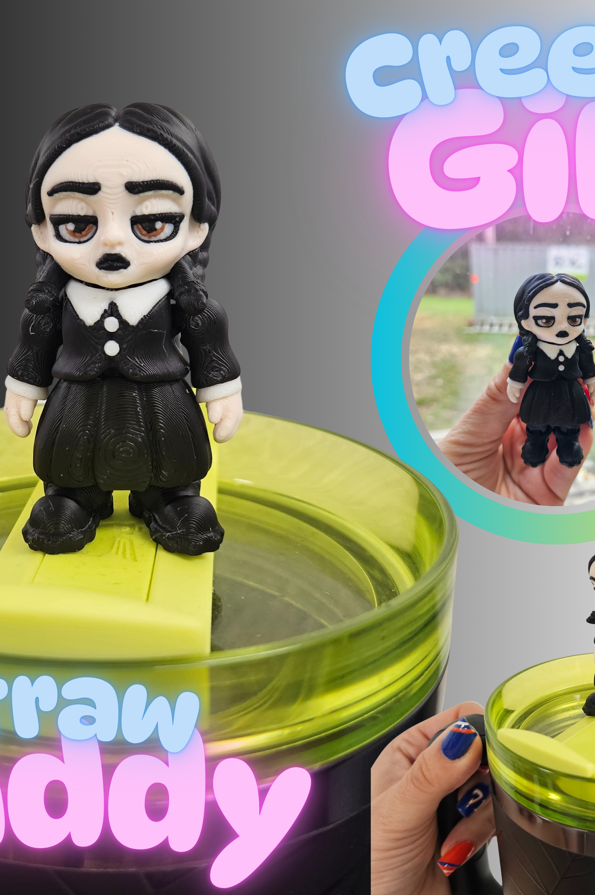 CREEPY GIRL-3D PRINTED STRAW BUDDY-Stay Foxy Boutique, Florissant, Missouri