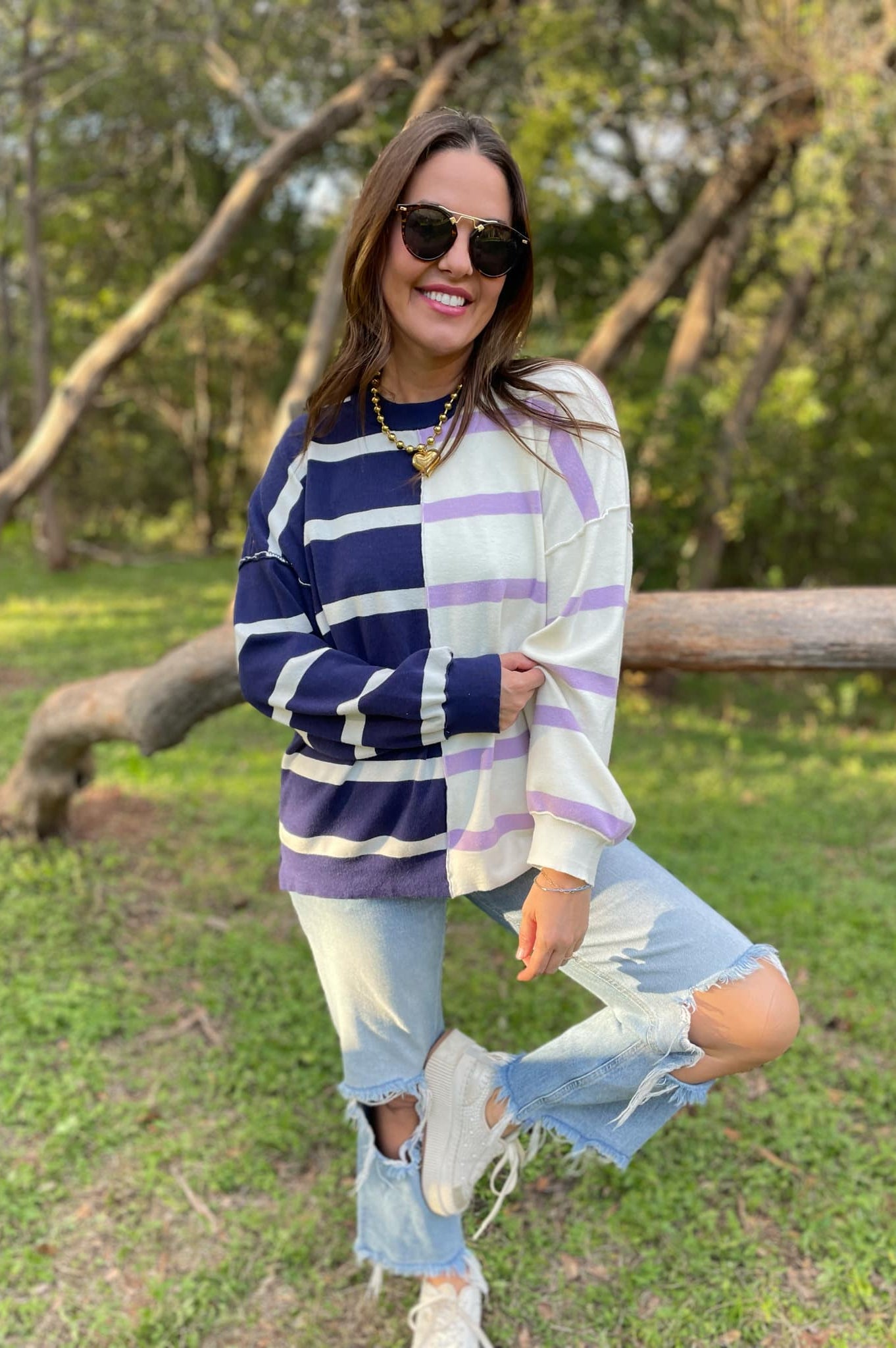 PREORDER: Exceptional Thought Striped Patchwork Sweater in Three Colors-Womens-Stay Foxy Boutique, Florissant, Missouri