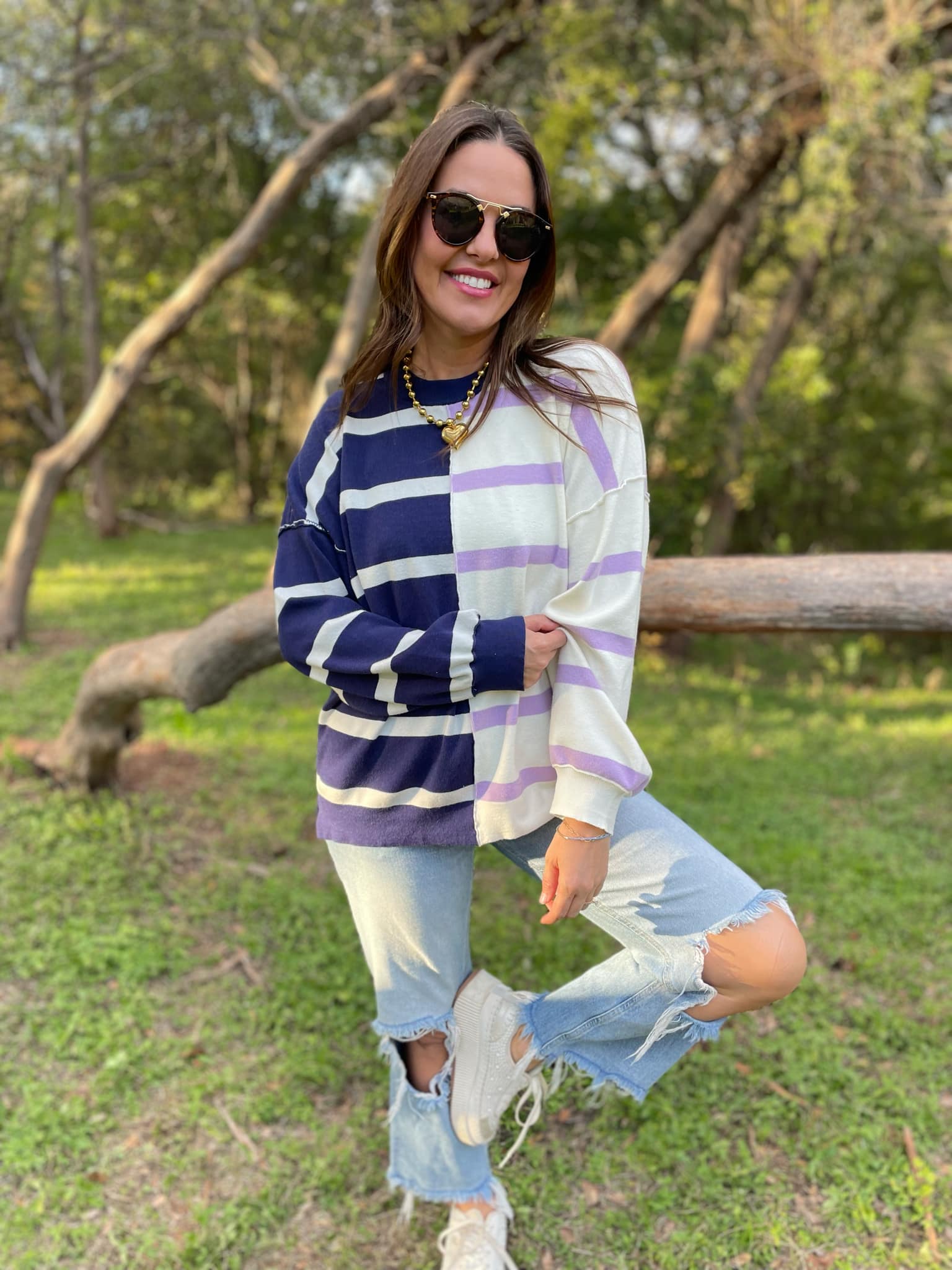 PREORDER: Exceptional Thought Striped Patchwork Sweater in Three Colors-Womens-Stay Foxy Boutique, Florissant, Missouri